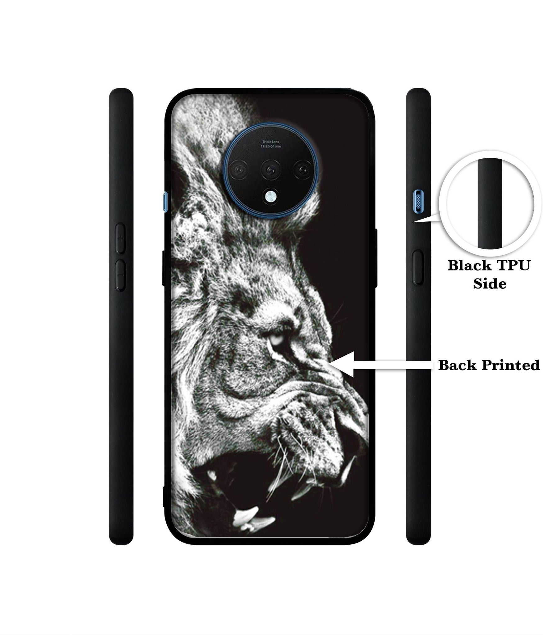 Angry Lion Designer 2D Printed Back Case Cover for OnePlus 7T 4G