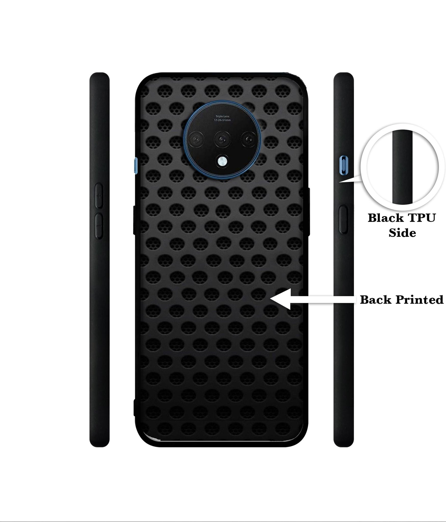 Black Circle Designer 2D Printed Back Case Cover for OnePlus 7T 4G