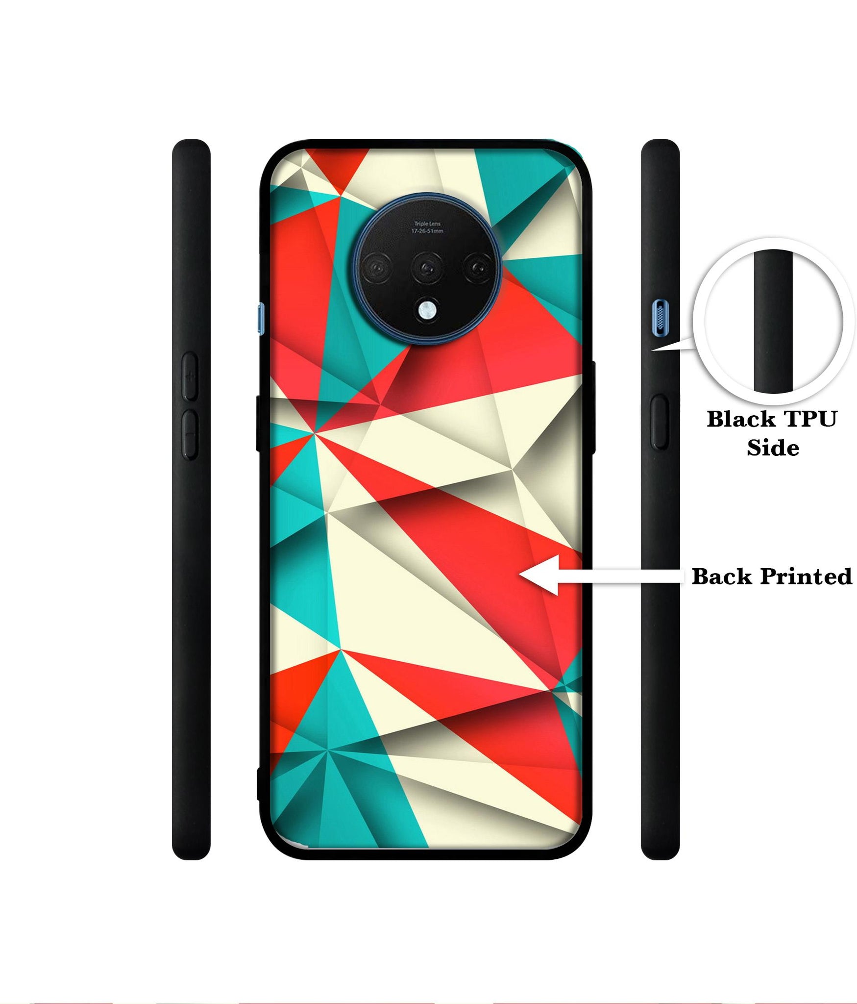 Red Blue White Pattern Designer 2D Printed Back Case Cover for OnePlus 7T 4G