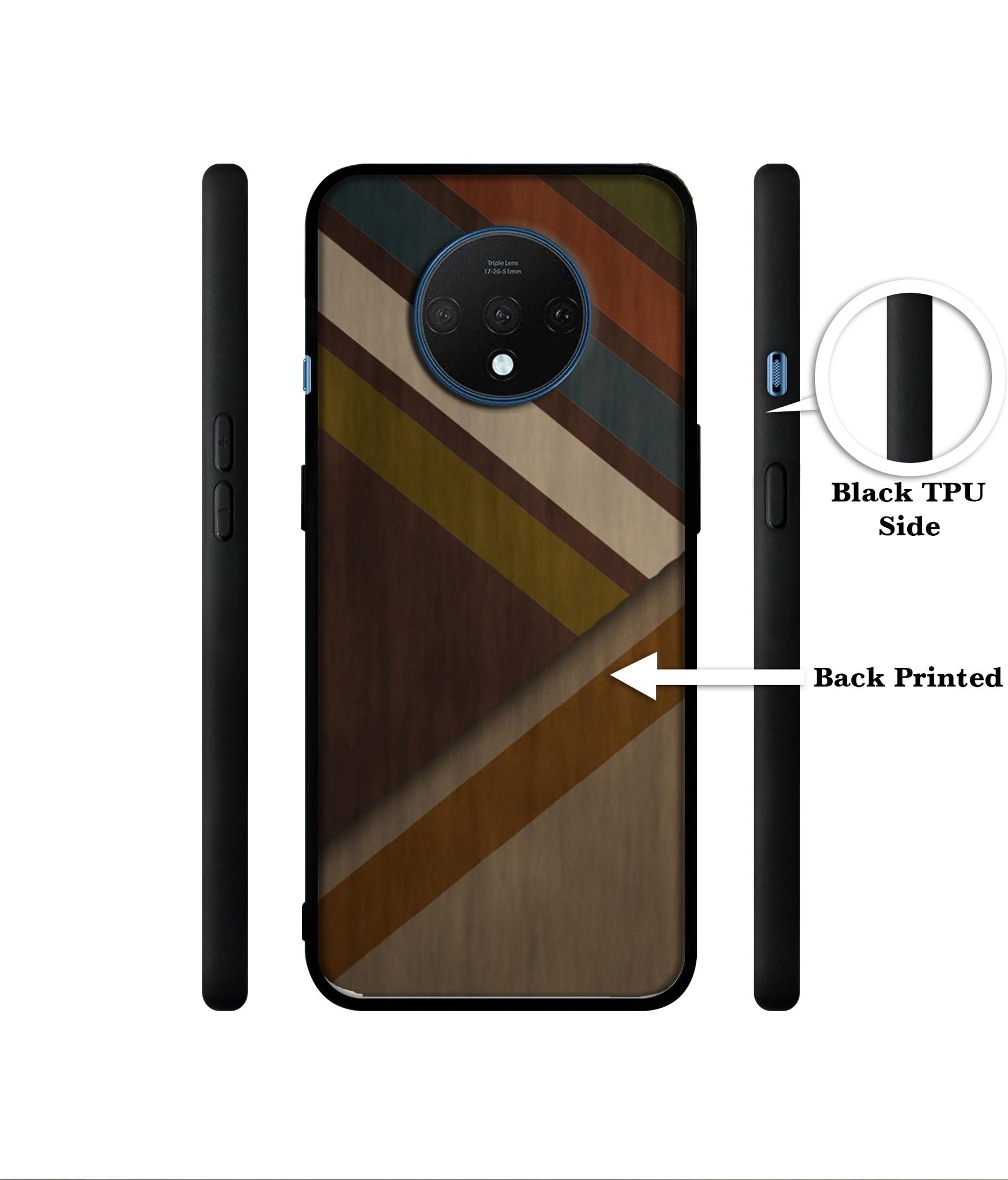 Colorful Wooden Pattern Designer 2D Printed Back Case Cover for OnePlus 7T 4G