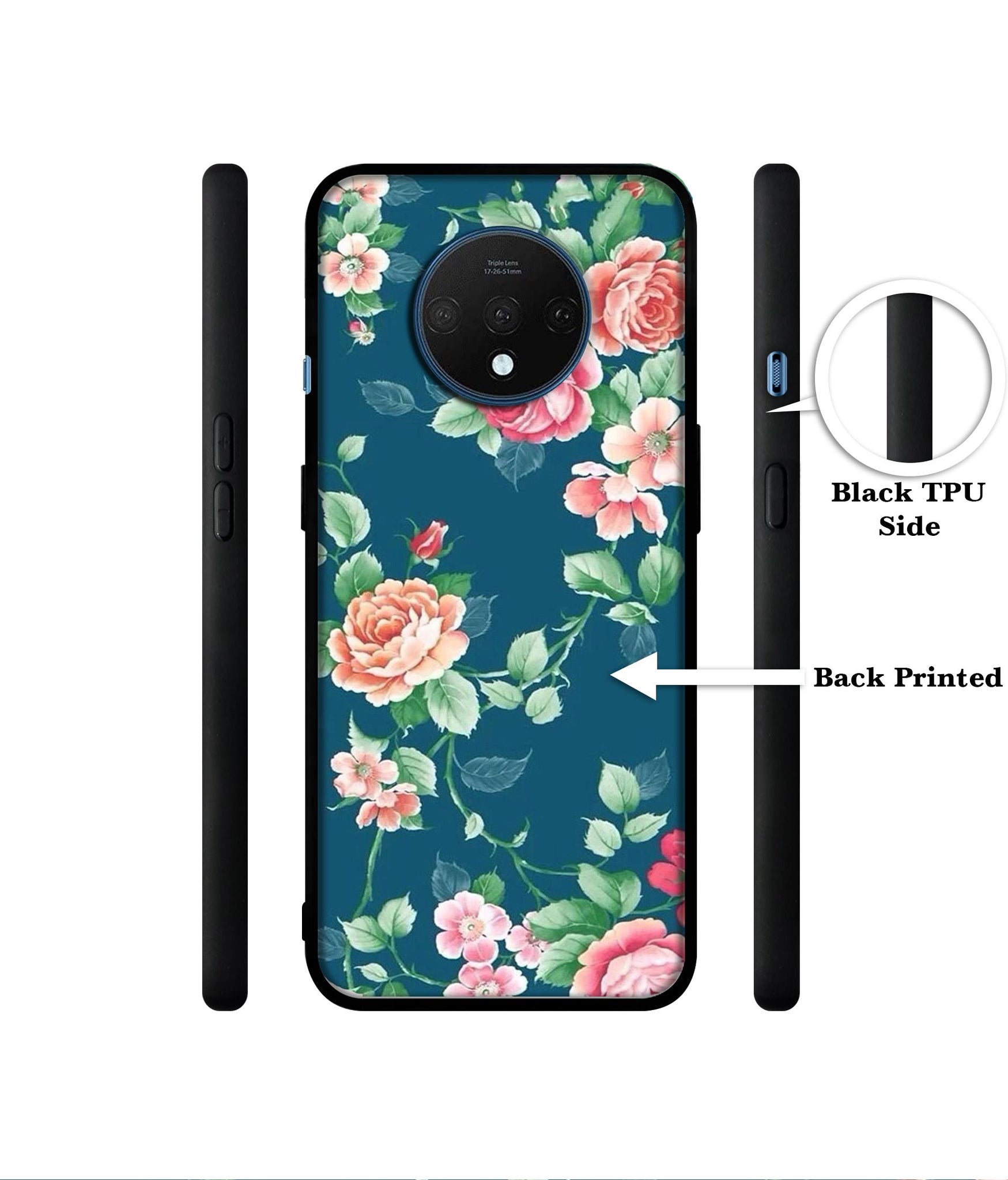 Vintage Floral Designer 2D Printed Back Case Cover for OnePlus 7T 4G