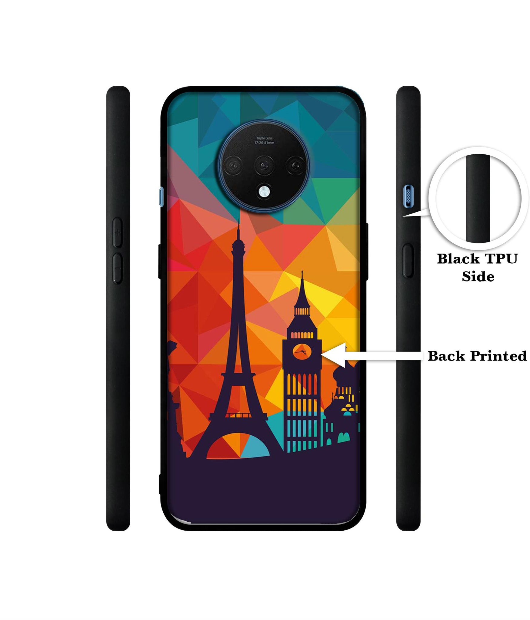 Colored Paris Designer 2D Printed Back Case Cover for OnePlus 7T 4G