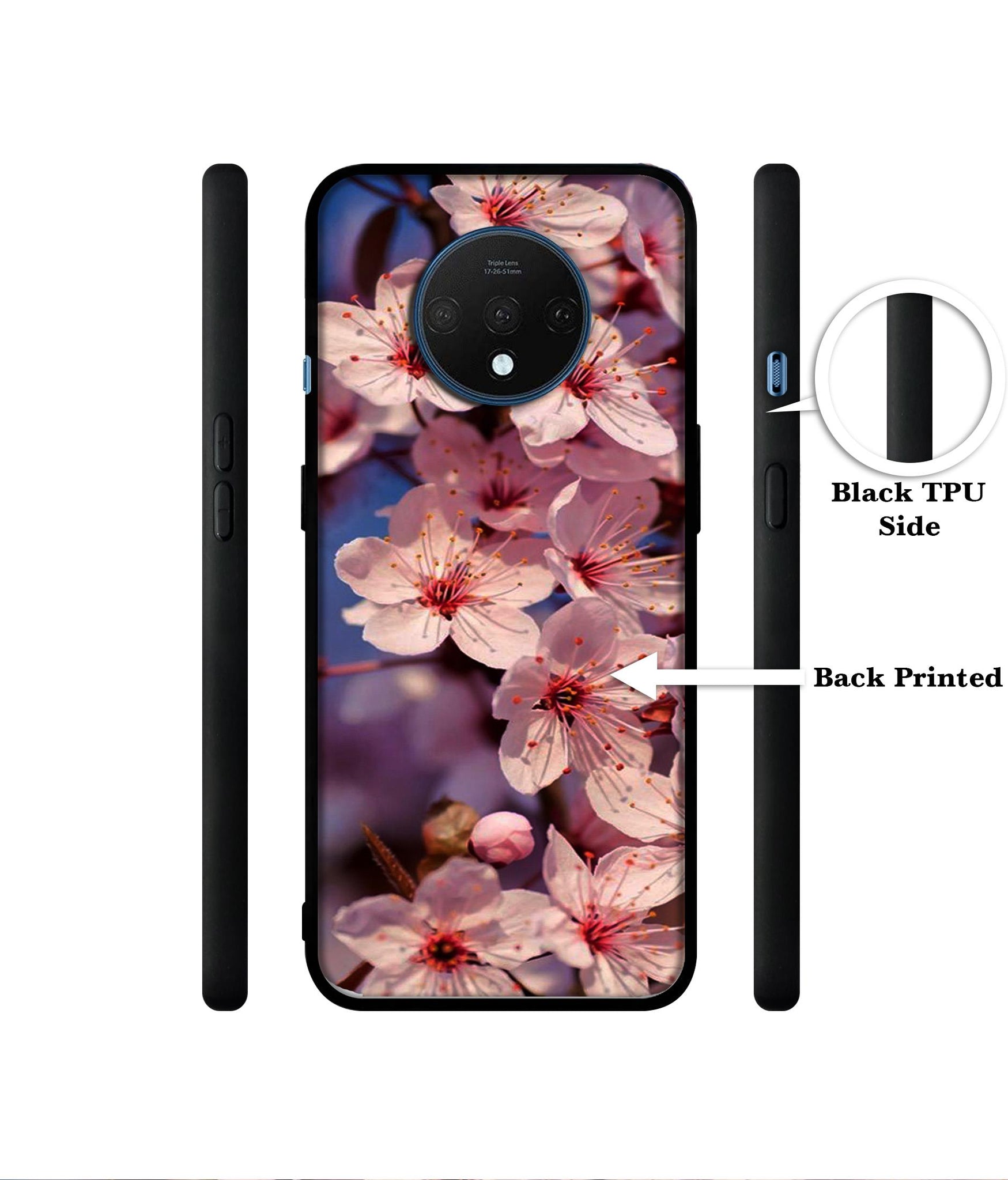 Pink Flowers Pattern Designer 2D Printed Back Case Cover for OnePlus 7T 4G