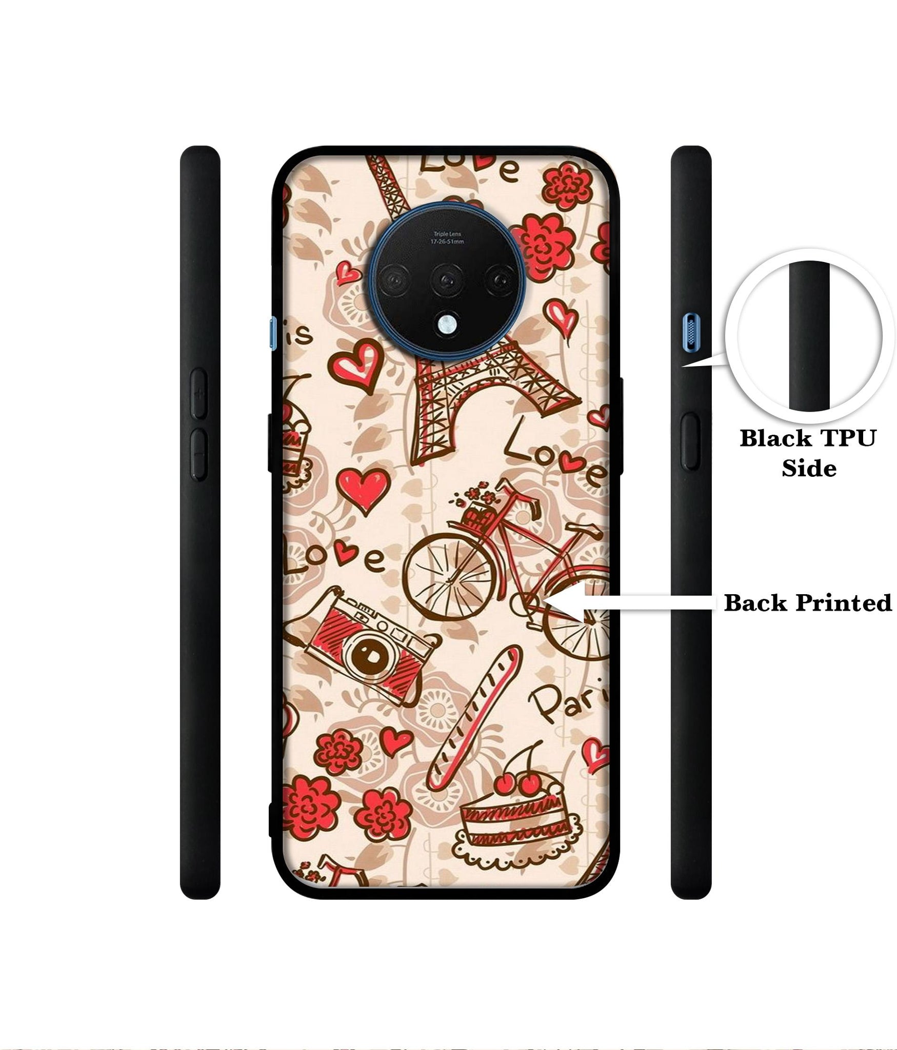 Vintage Paris Designer 2D Printed Back Case Cover for OnePlus 7T 4G