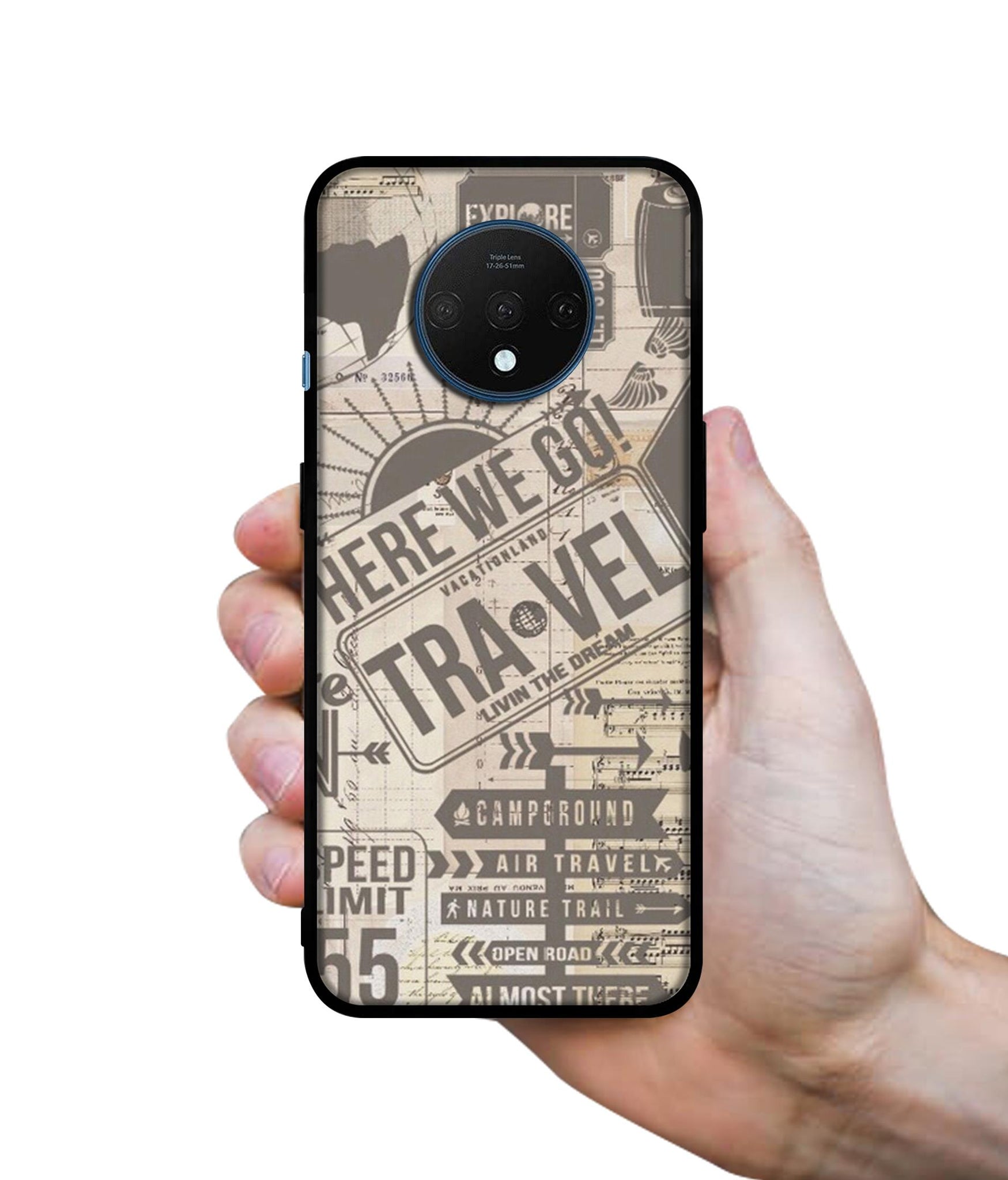 Travel Designer 2D Printed Back Case Cover for OnePlus 7T 4G