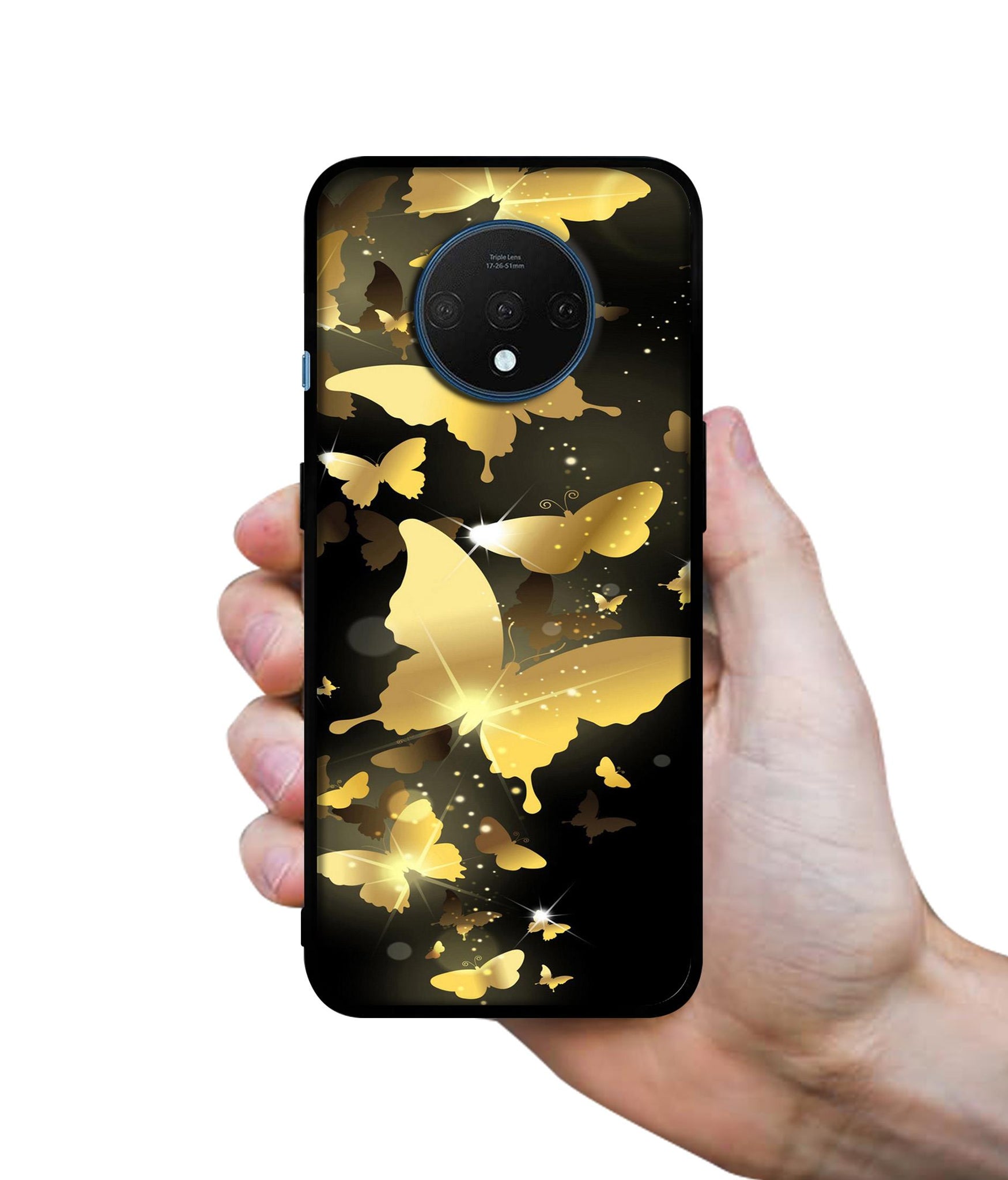 Golden Butterfly Pattern Designer 2D Printed Back Case Cover for OnePlus 7T 4G
