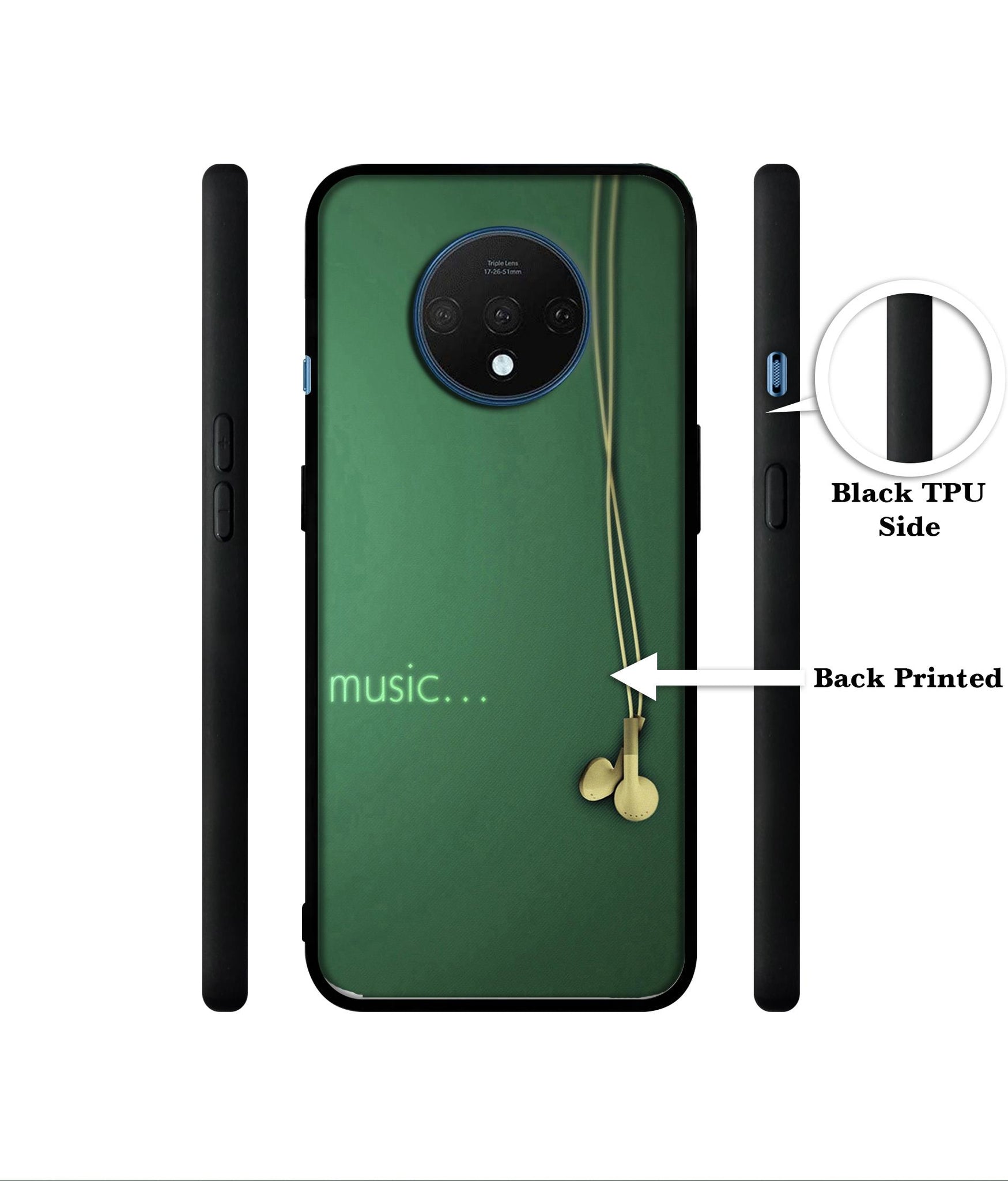 Headphone Music Designer 2D Printed Back Case Cover for OnePlus 7T 4G