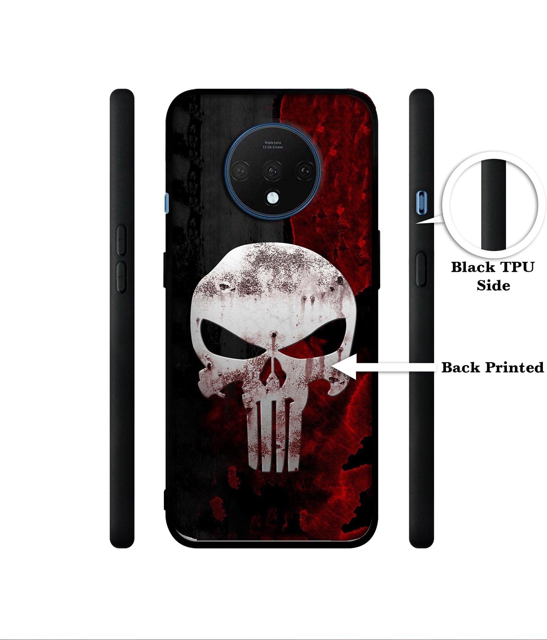 Punisher Skull Designer 2D Printed Back Case Cover for OnePlus 7T 4G