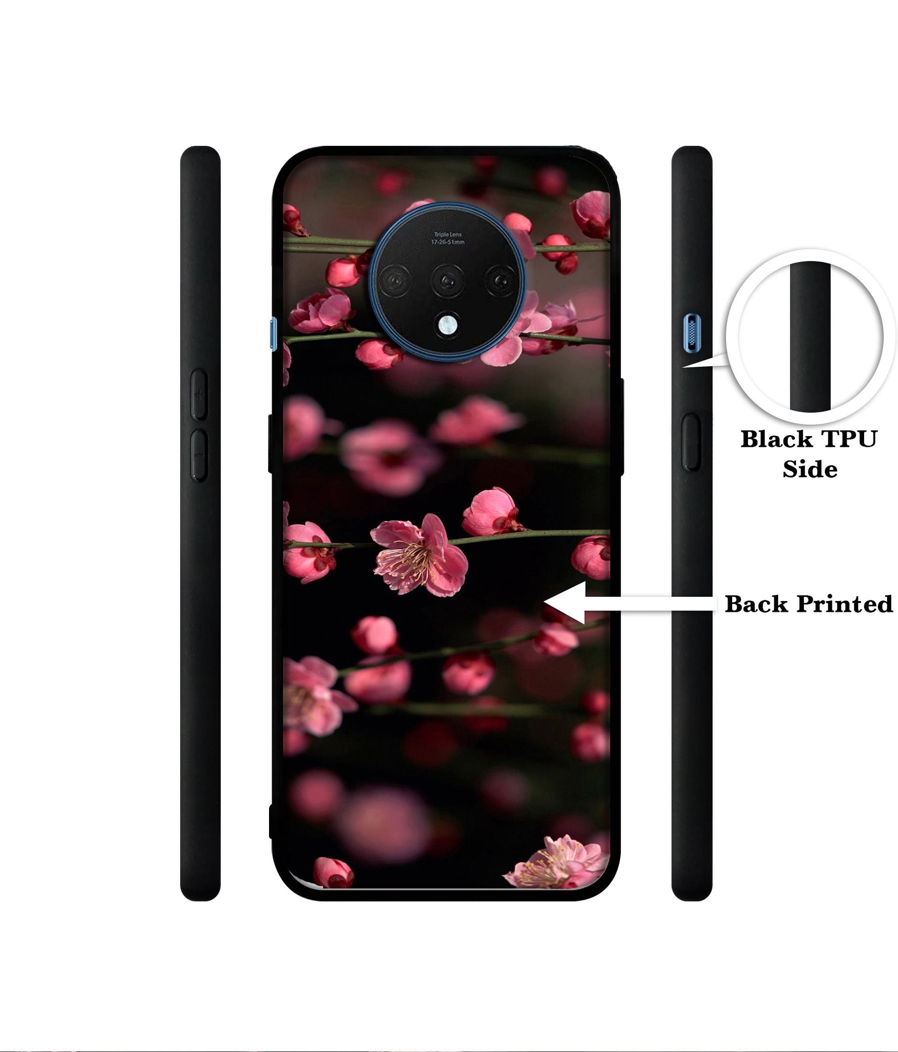 Pink Flowers Designer 2D Printed Back Case Cover for OnePlus 7T 4G