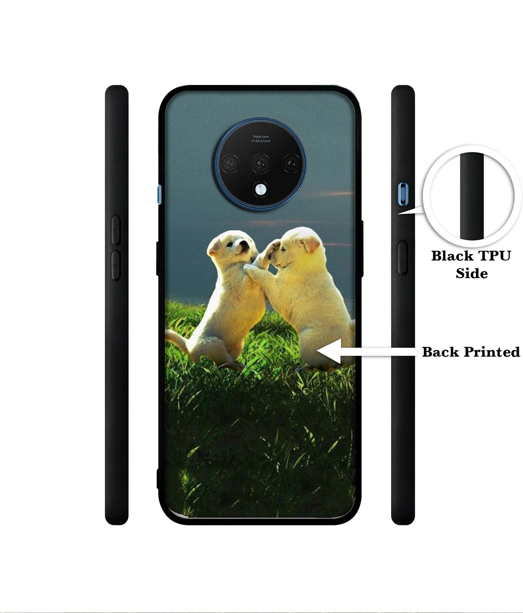 Puppy Couple Sunset Designer 2D Printed Back Case Cover for OnePlus 7T 4G