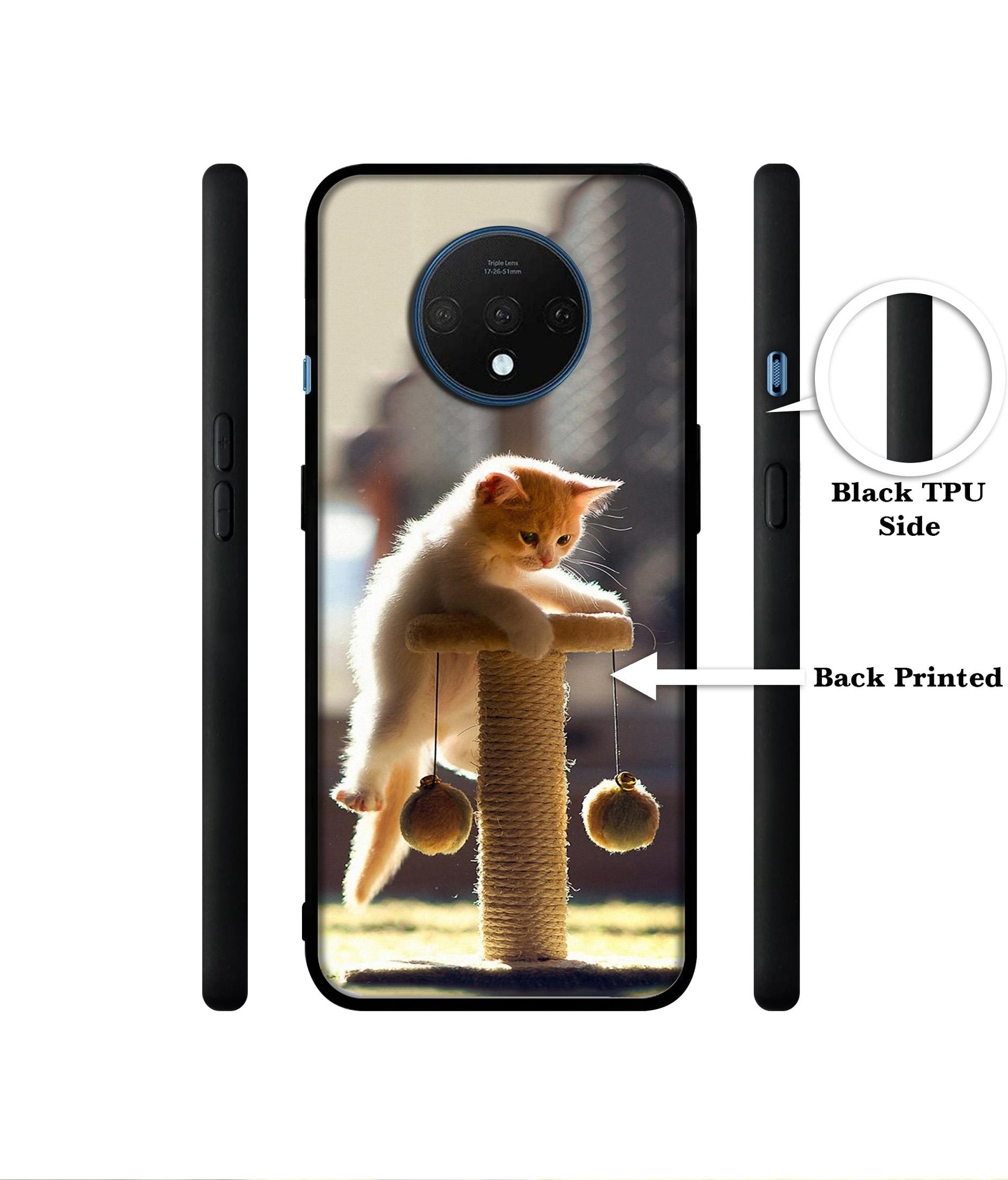 Cat Climbing Designer 2D Printed Back Case Cover for OnePlus 7T 4G