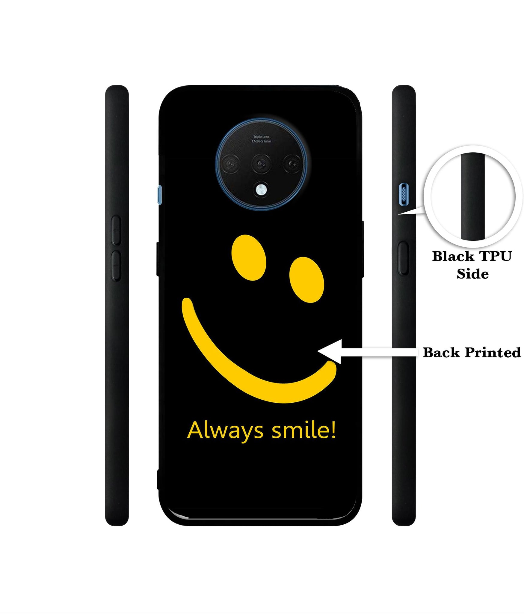 Always Smile Quote Designer 2D Printed Back Case Cover for OnePlus 7T 4G