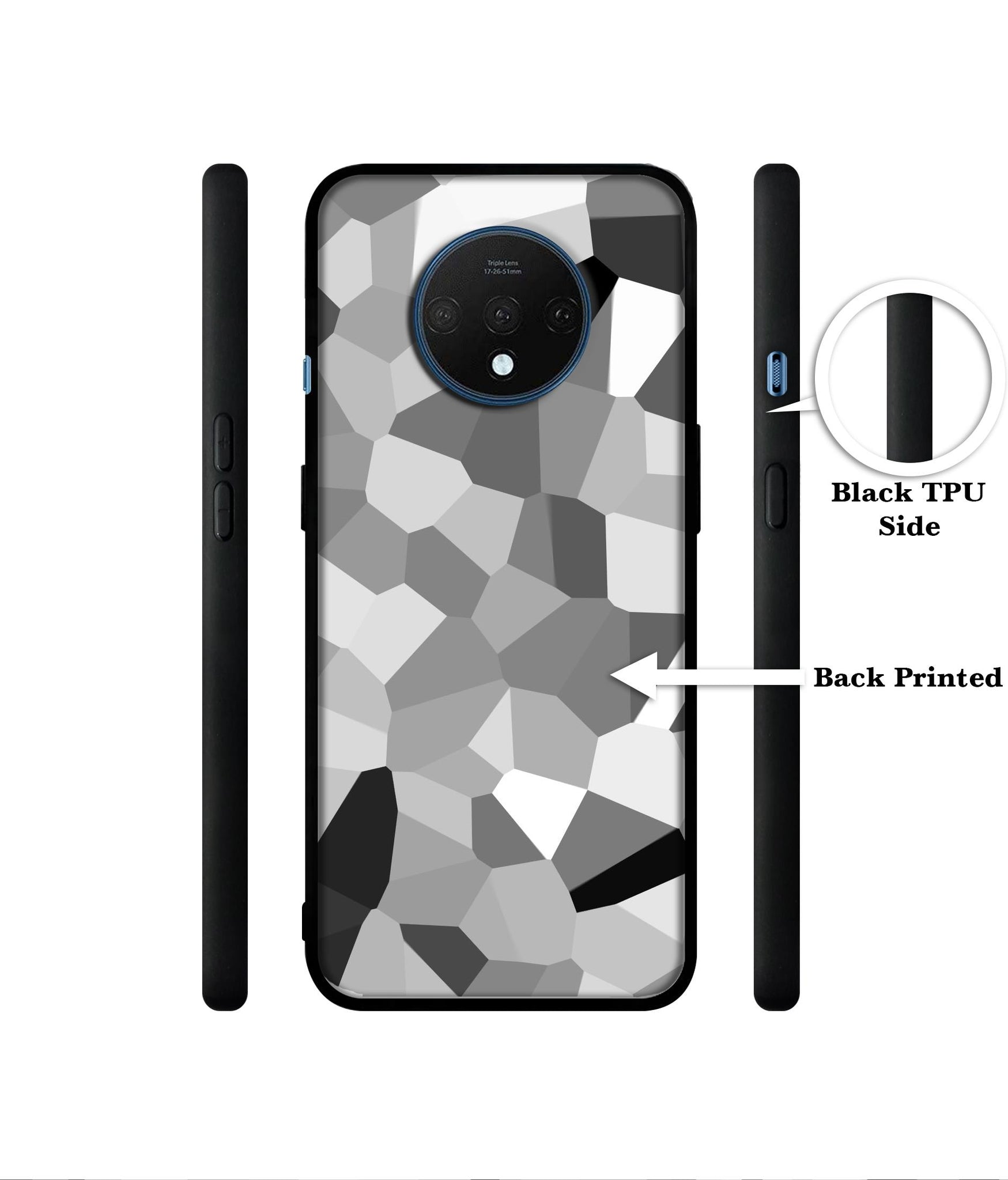 Black & White Mathematical Shape Designer 2D Printed Back Case Cover for OnePlus 7T 4G