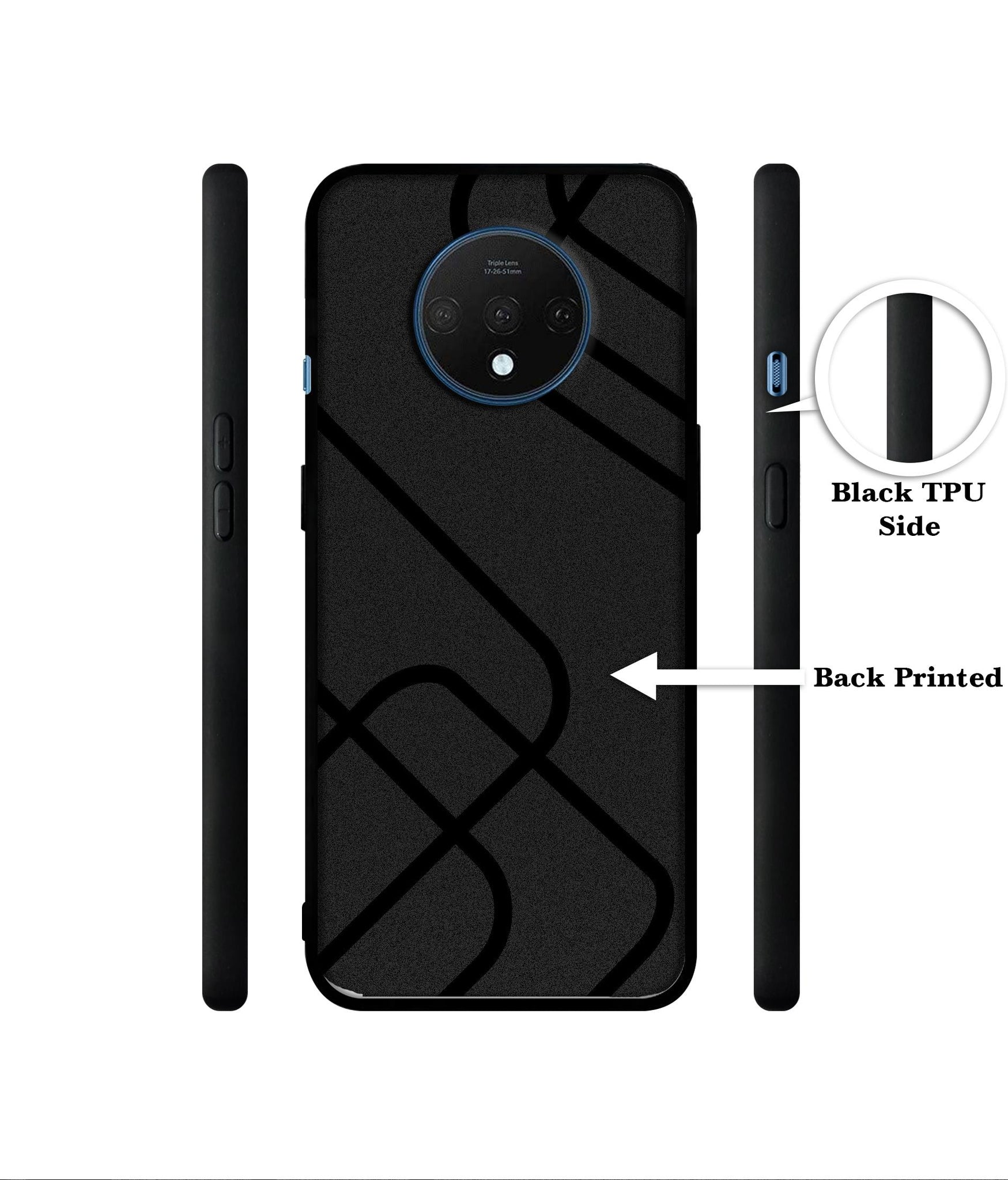 Zig-Zag Black Line Designer 2D Printed Back Case Cover for OnePlus 7T 4G