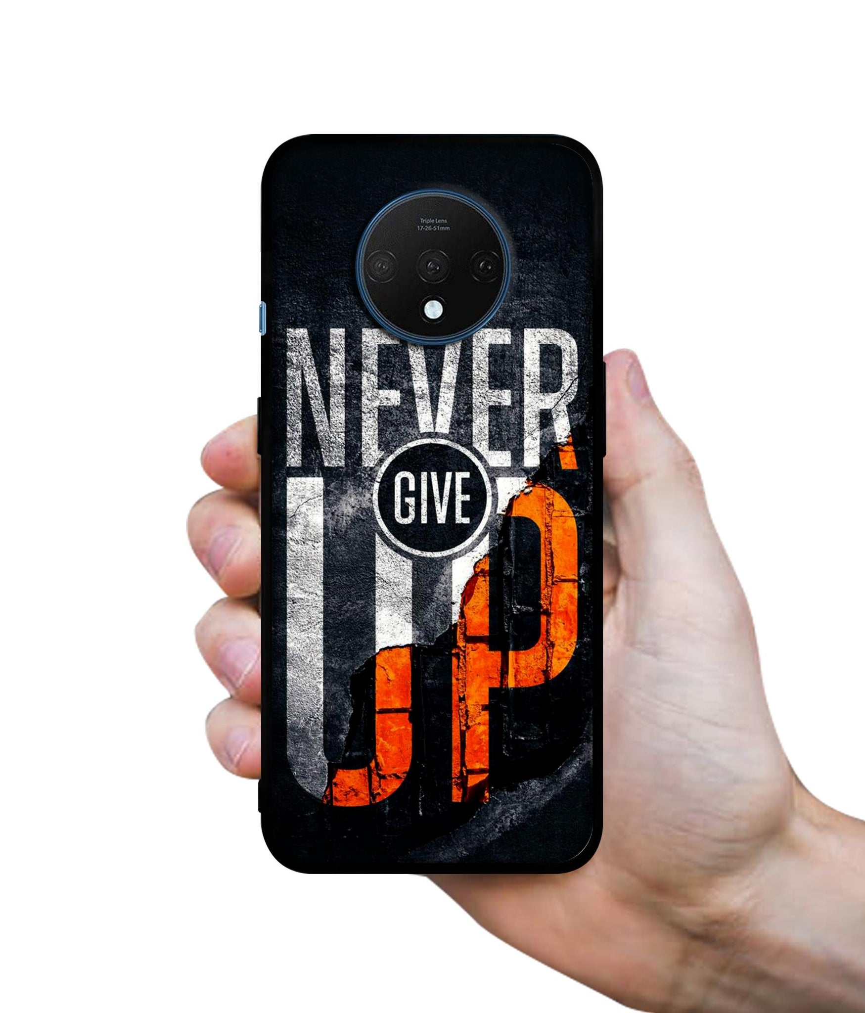 Never Give Up Designer 2D Printed Back Case Cover for OnePlus 7T 4G