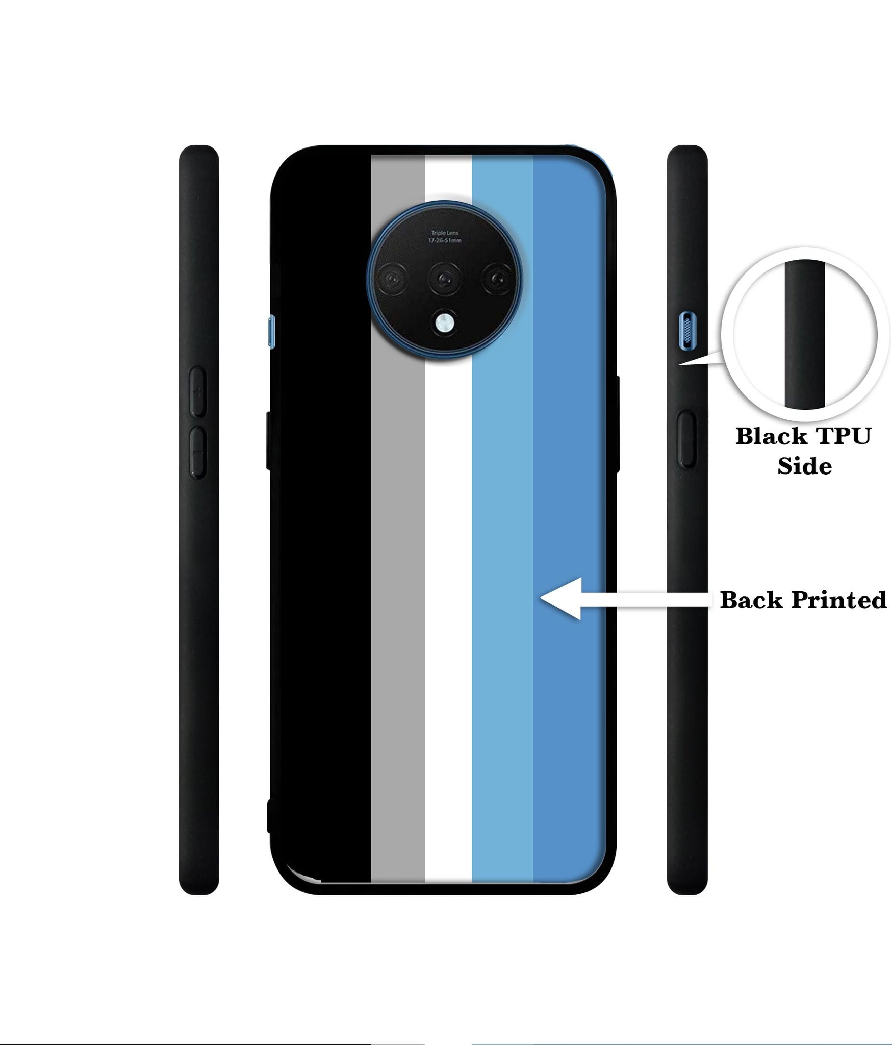 White and Blue Lines Designer 2D Printed Back Case Cover for OnePlus 7T 4G
