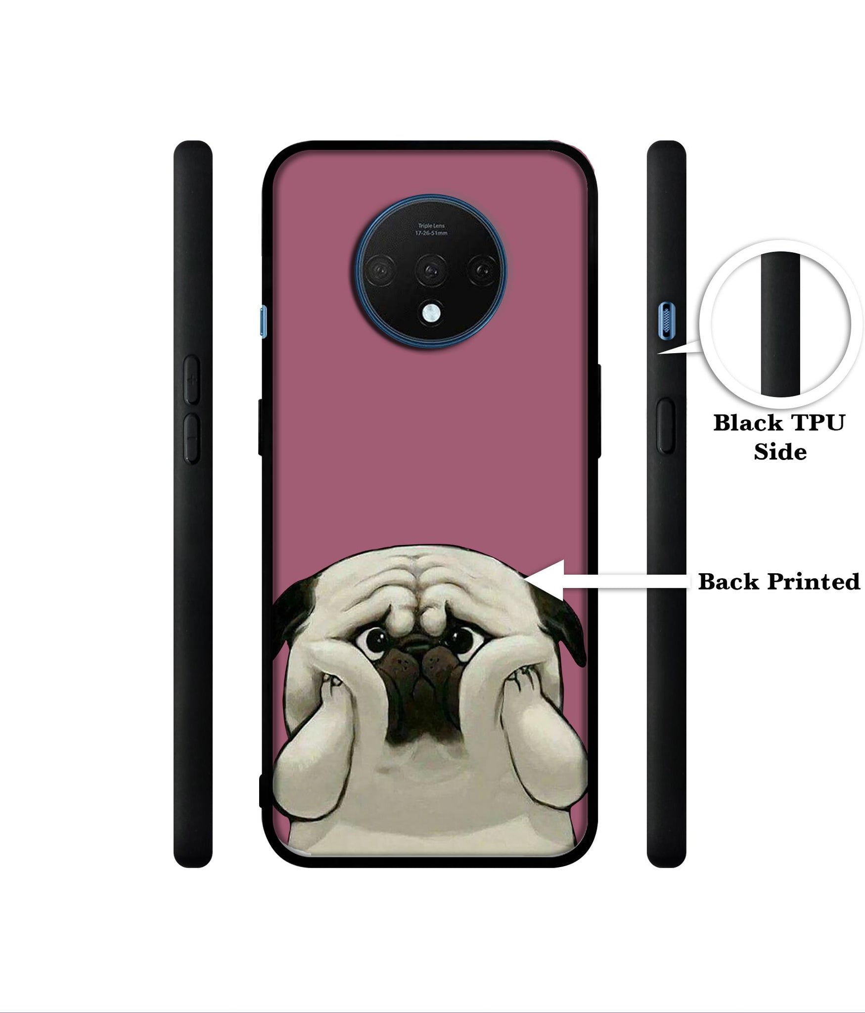 Cute Pug Holding Big Cheeks Designer 2D Printed Back Case Cover for OnePlus 7T 4G