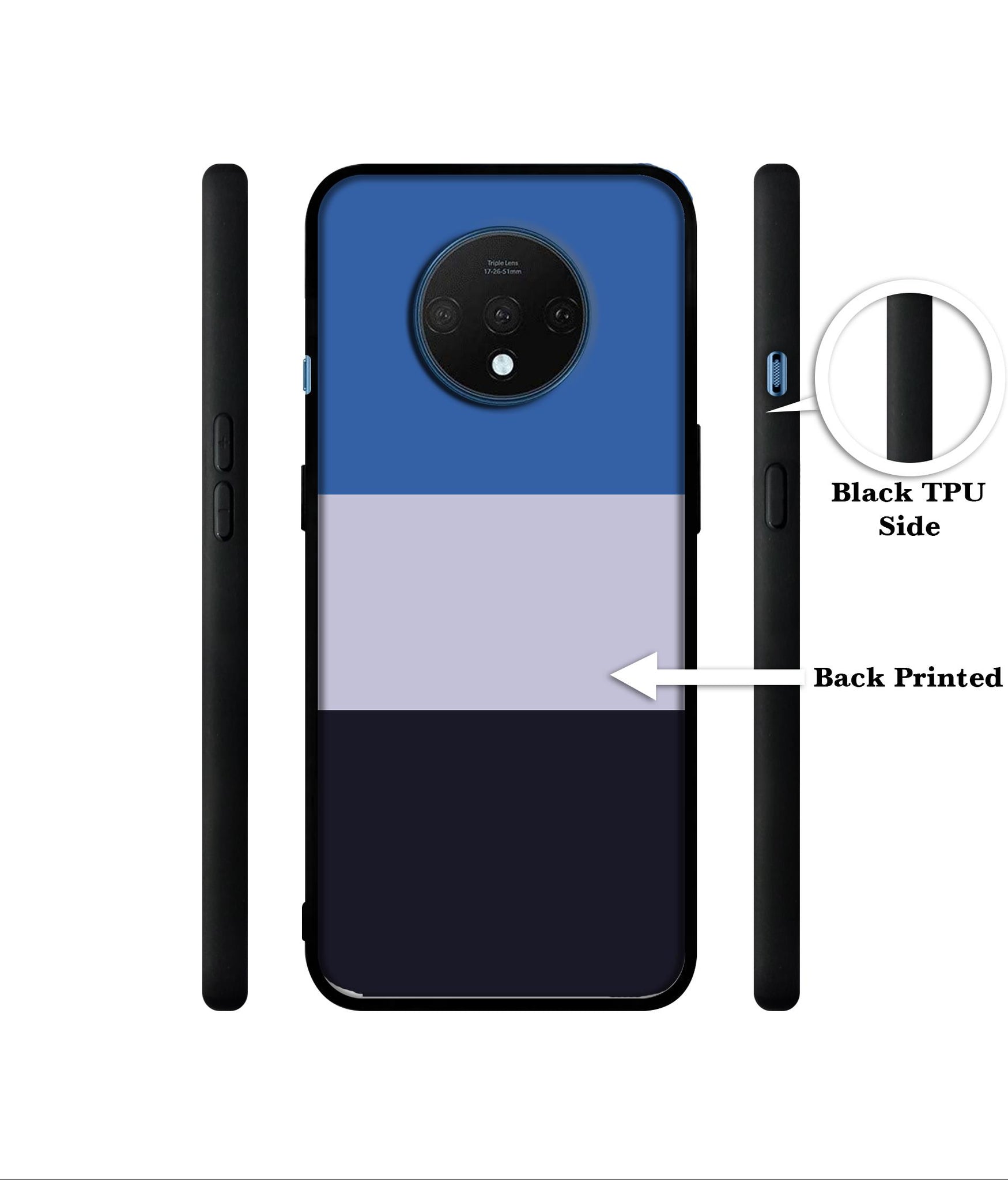 Three Color Stripes Designer 2D Printed Back Case Cover for OnePlus 7T 4G