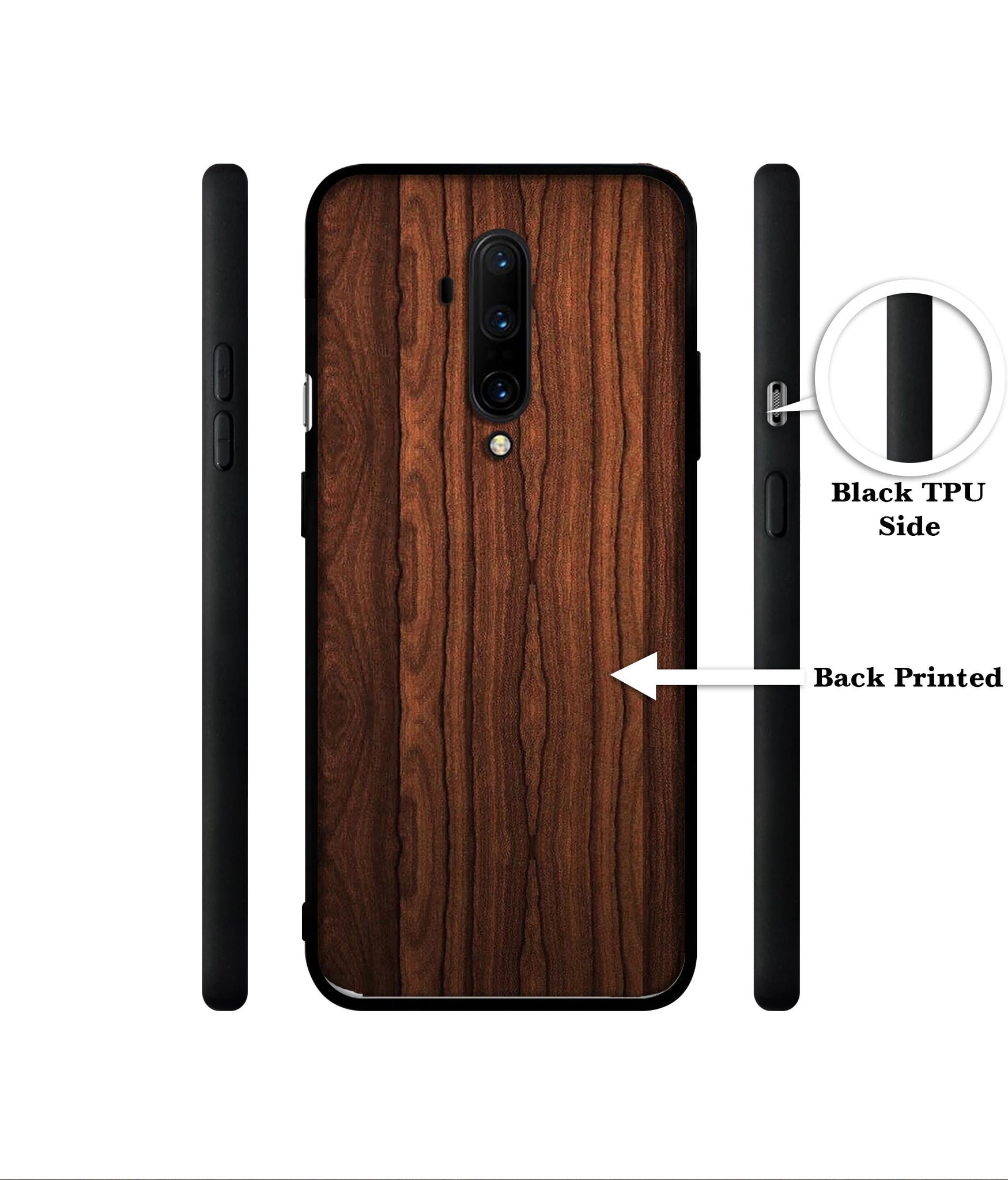 Brown Wooden Texture Designer 2D Printed Back Case Cover for OnePlus 7T Pro 4G