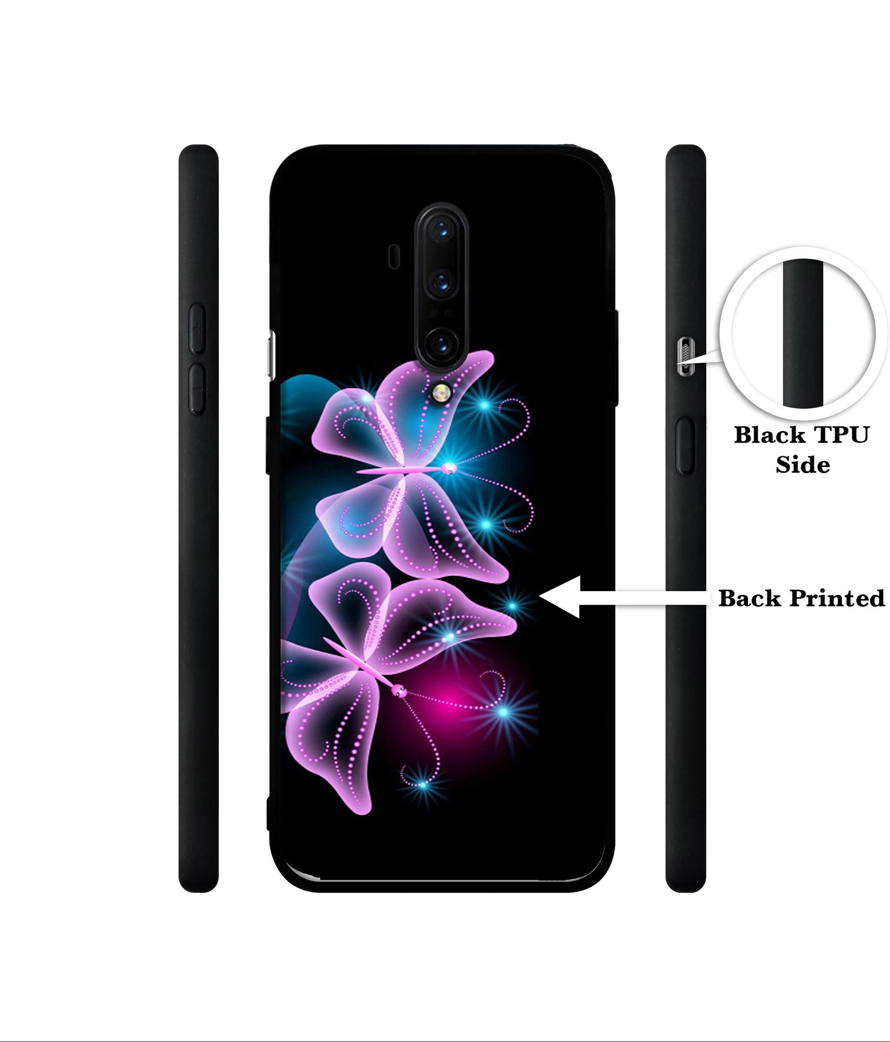 Butterflies Neon Light Designer 2D Printed Back Case Cover for OnePlus 7T Pro 4G
