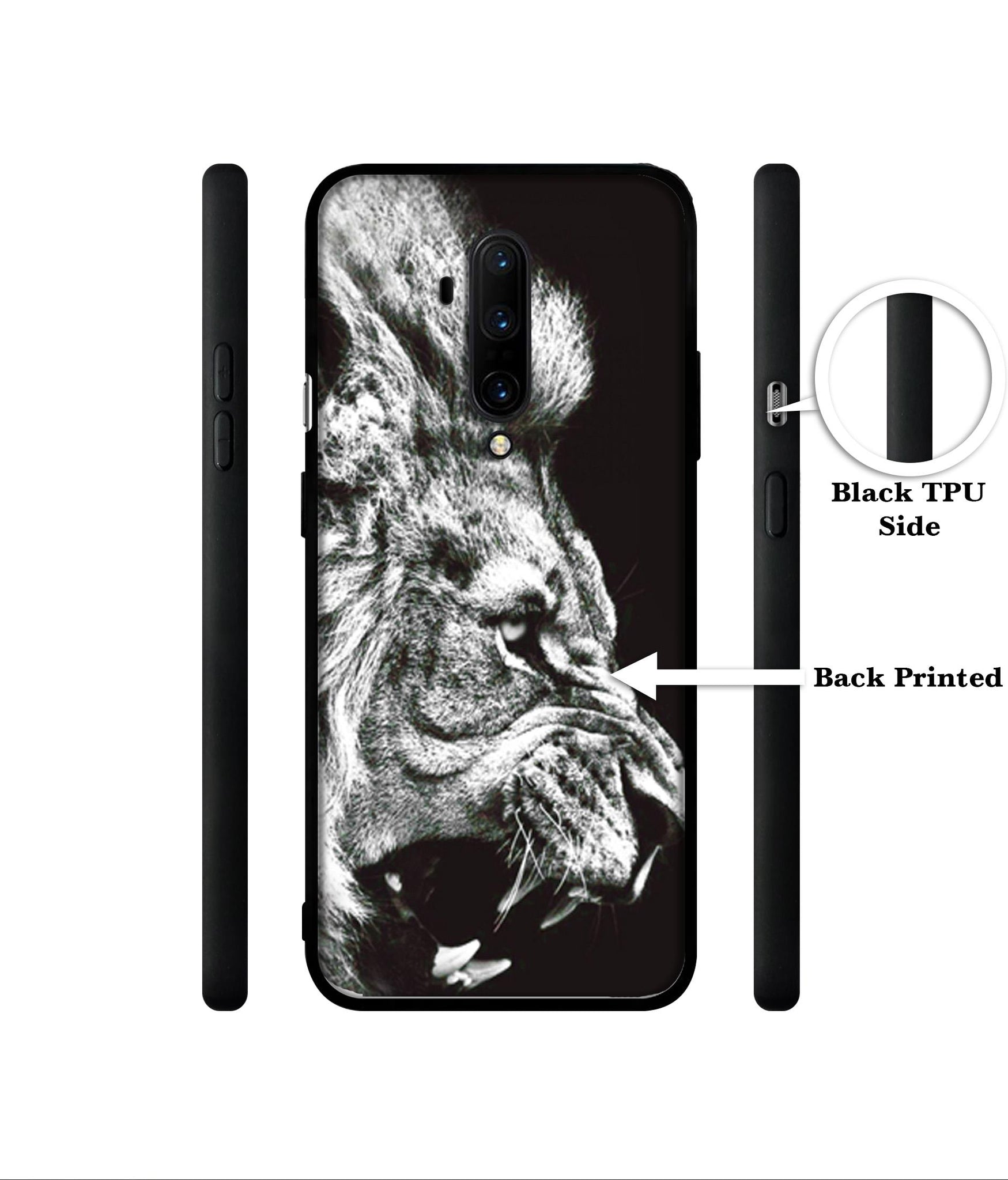 Angry Lion Designer 2D Printed Back Case Cover for OnePlus 7T Pro 4G