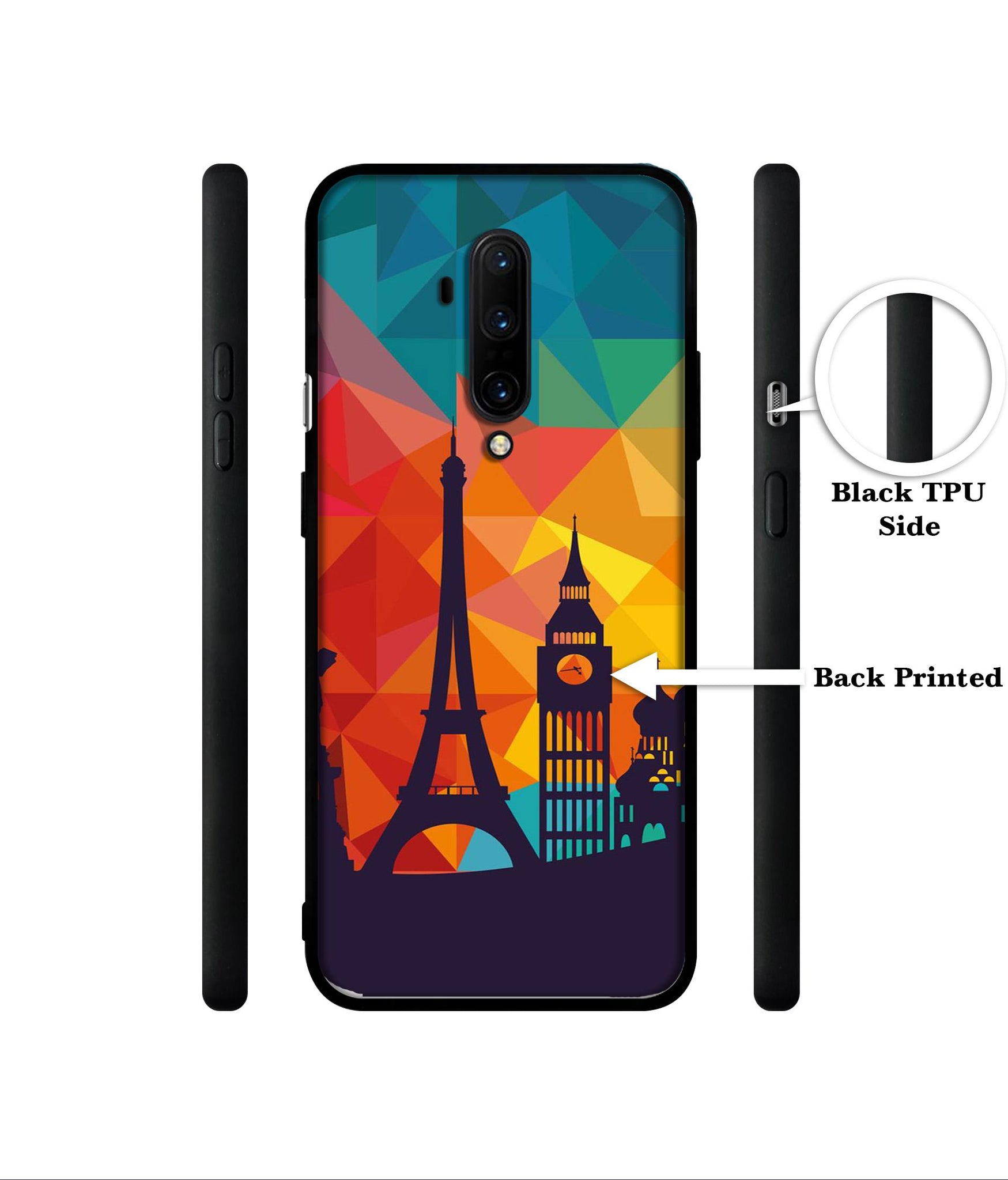Colored Paris Designer 2D Printed Back Case Cover for OnePlus 7T Pro 4G