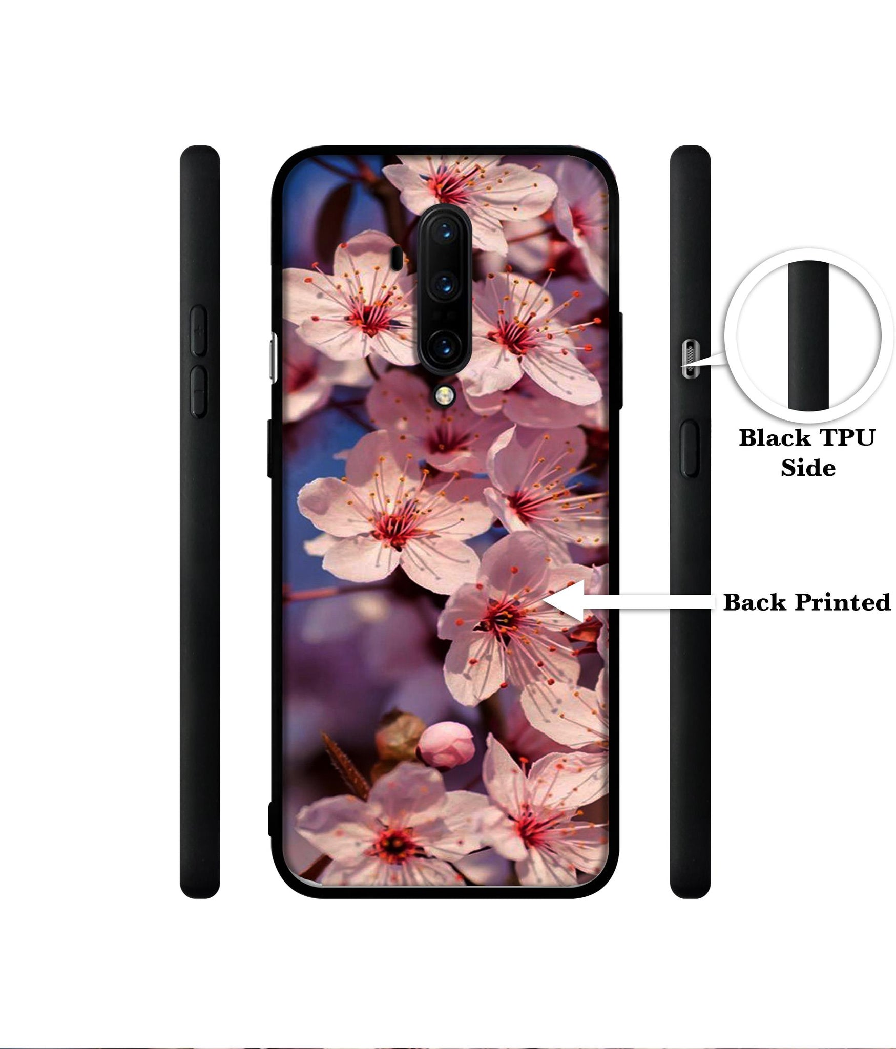 Pink Flowers Pattern Designer 2D Printed Back Case Cover for OnePlus 7T Pro 4G