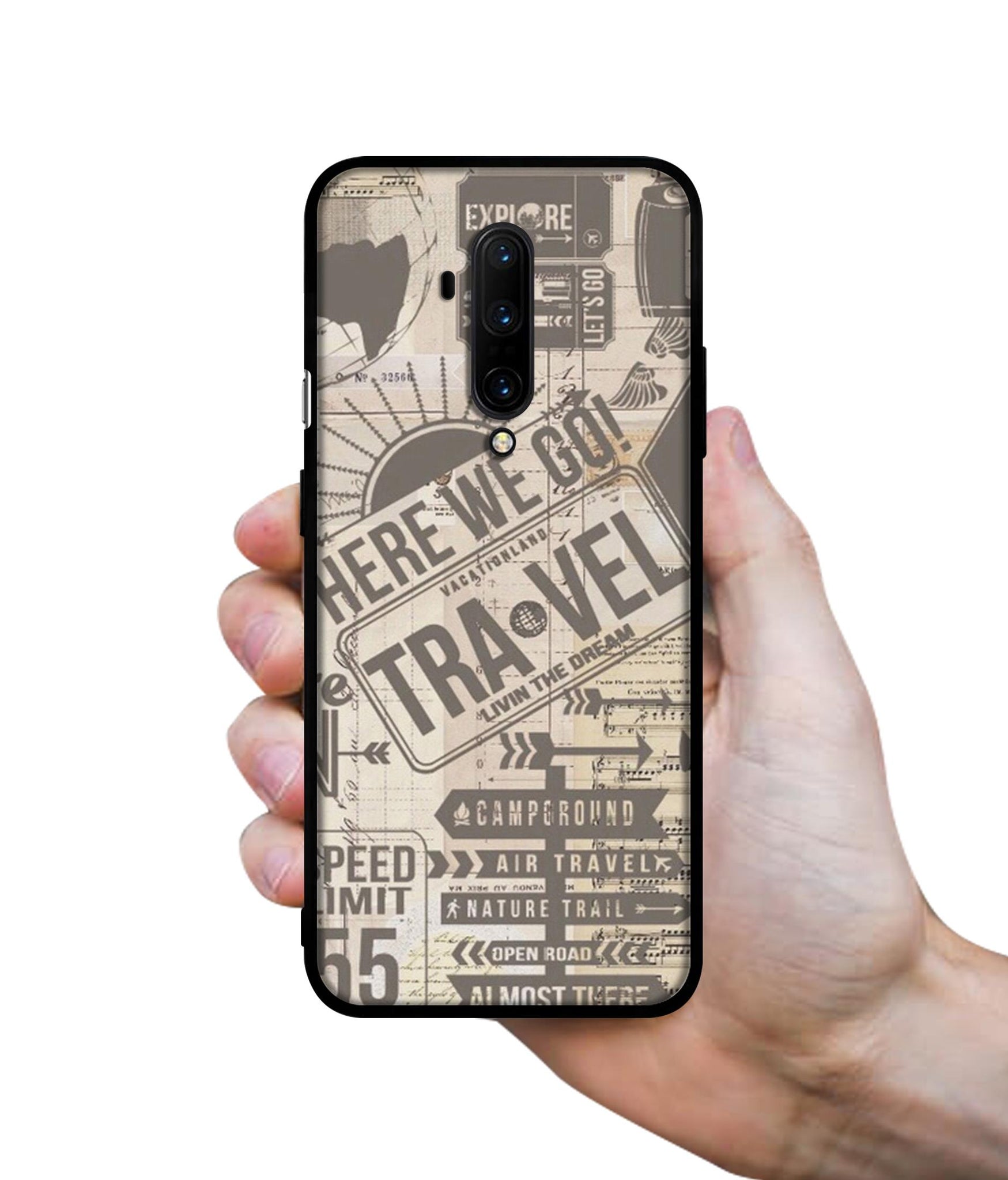 Travel Designer 2D Printed Back Case Cover for OnePlus 7T Pro 4G