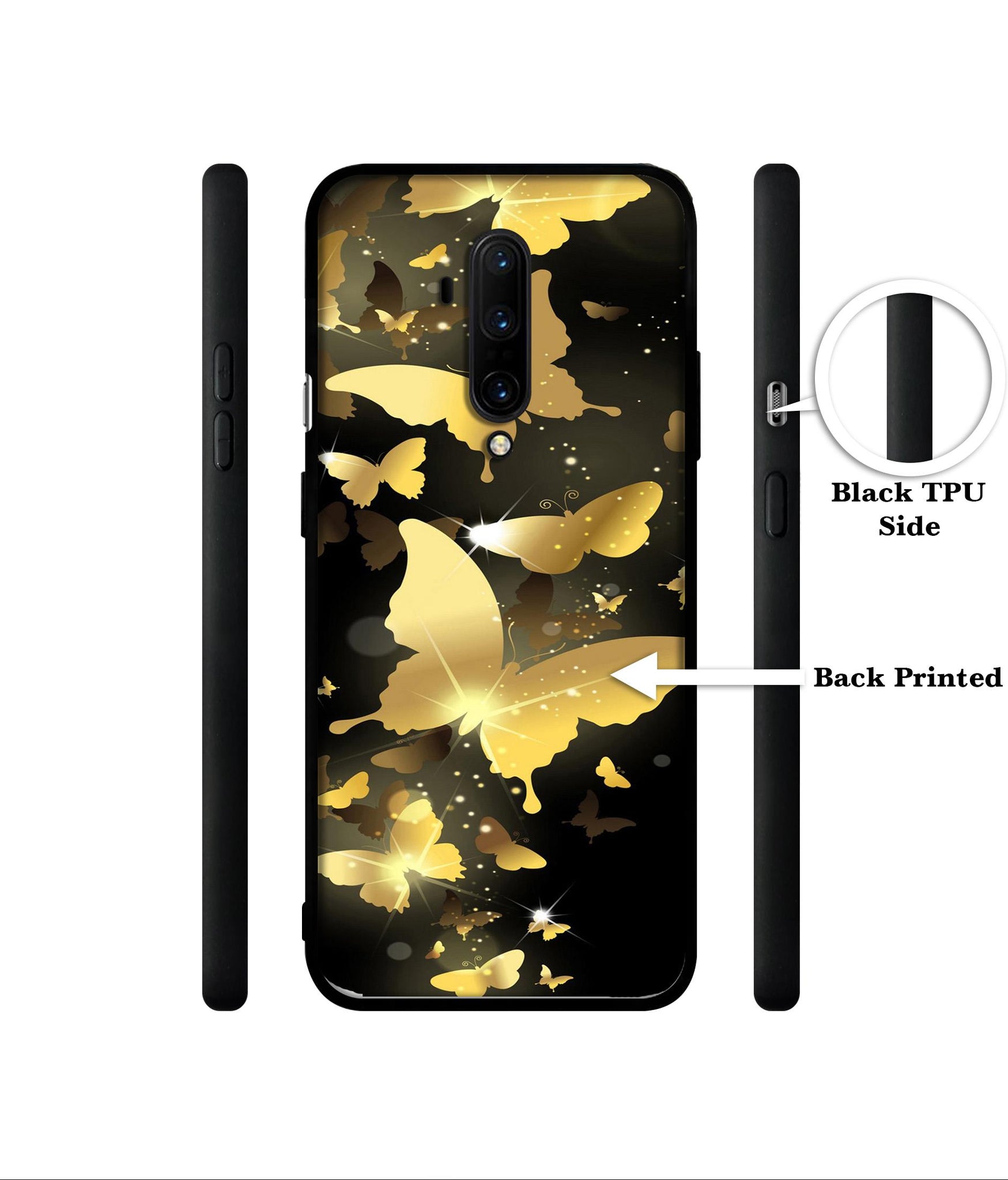 Golden Butterfly Pattern Designer 2D Printed Back Case Cover for OnePlus 7T Pro 4G