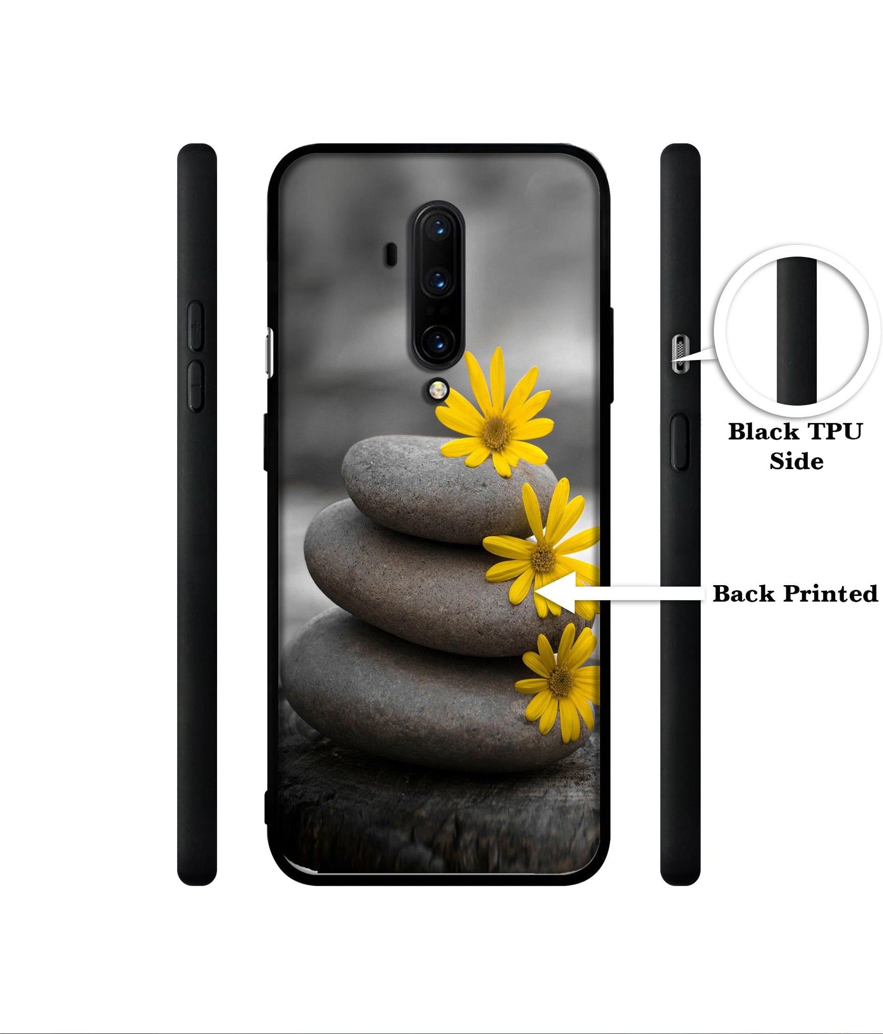 Stones And Flower Designer 2D Printed Back Case Cover for OnePlus 7T Pro 4G