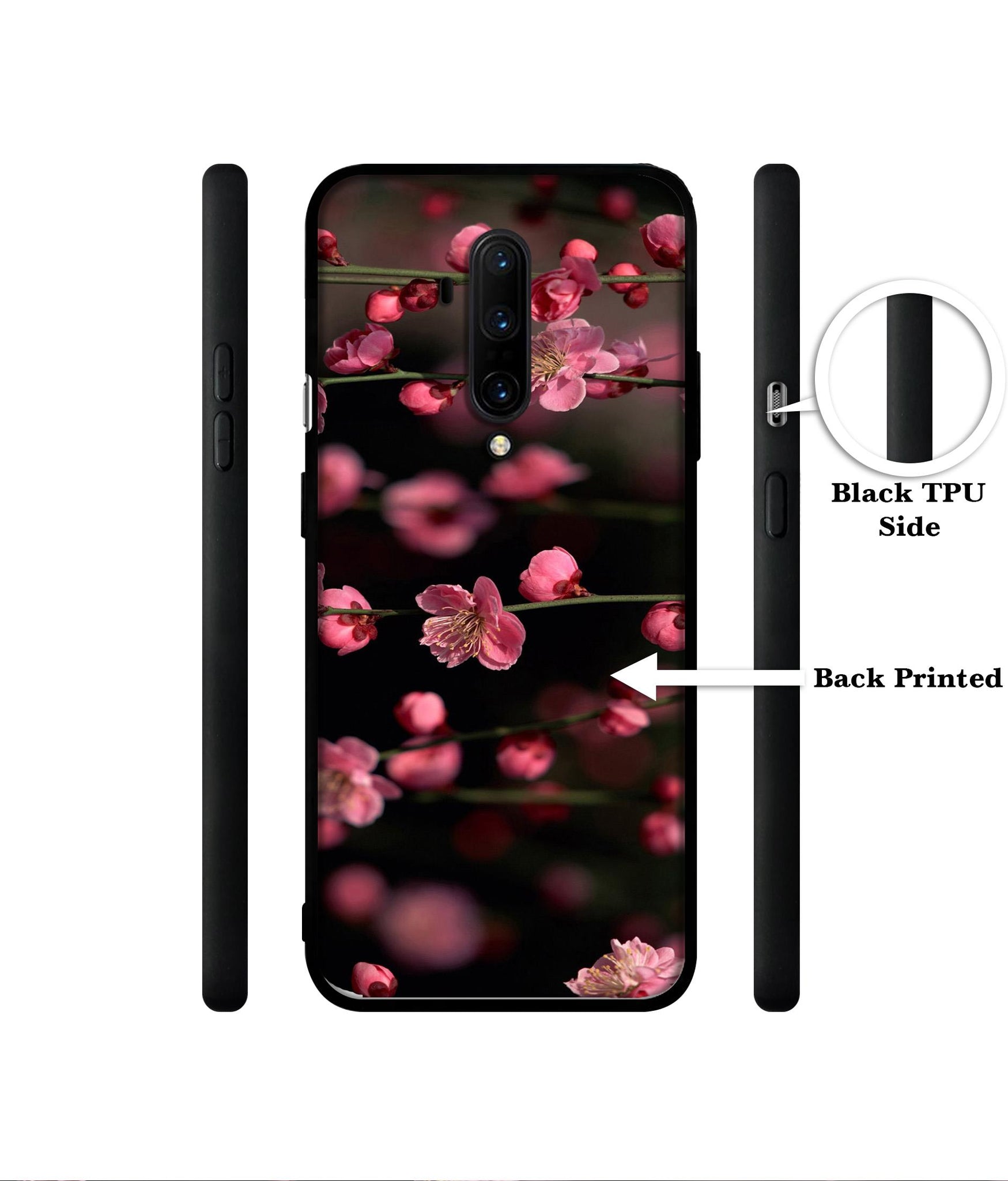 Pink Flowers Designer 2D Printed Back Case Cover for OnePlus 7T Pro 4G