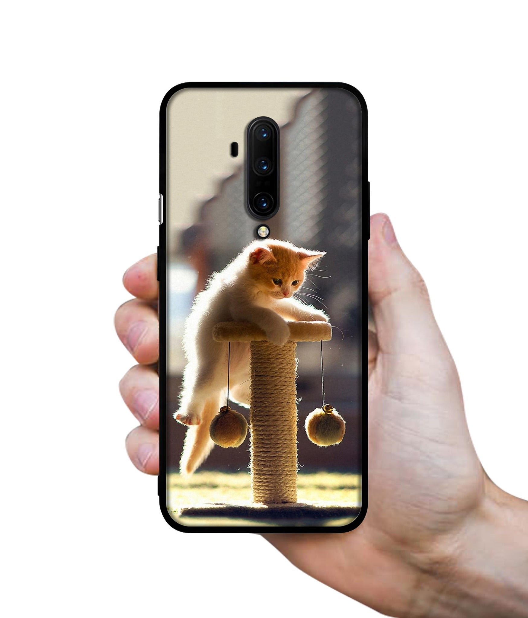 Cat Climbing Designer 2D Printed Back Case Cover for OnePlus 7T Pro 4G