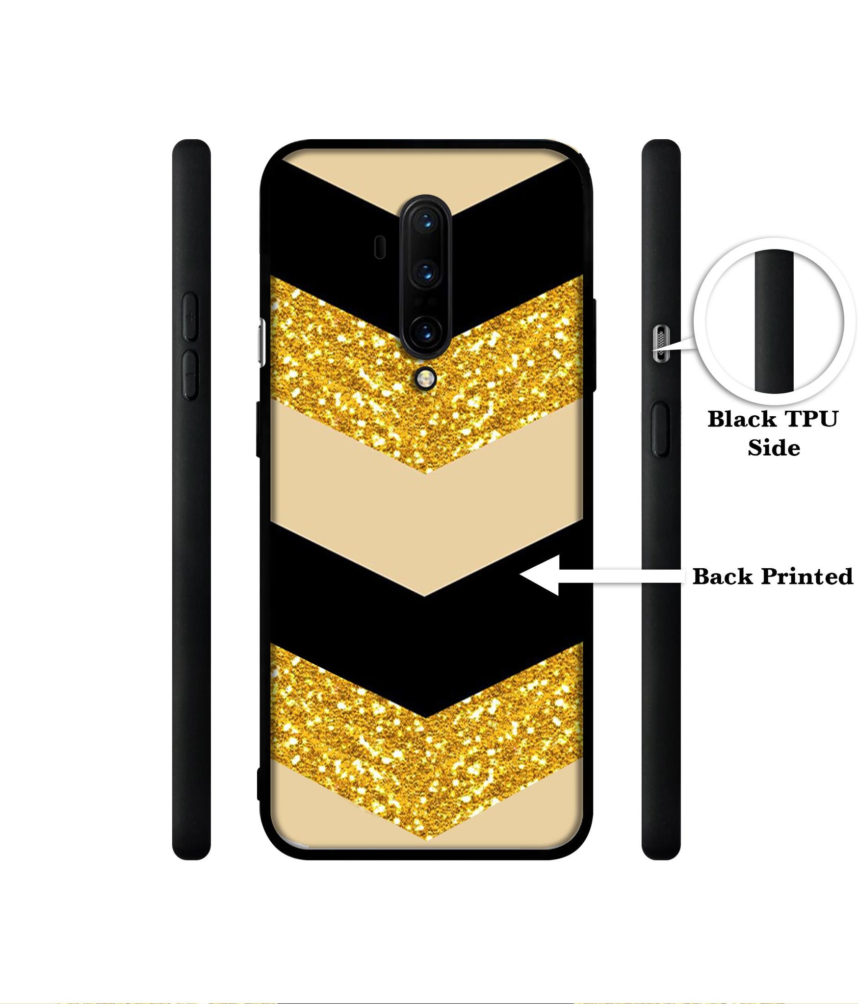 Black & Gold Designer 2D Printed Back Case Cover for OnePlus 7T Pro 4G