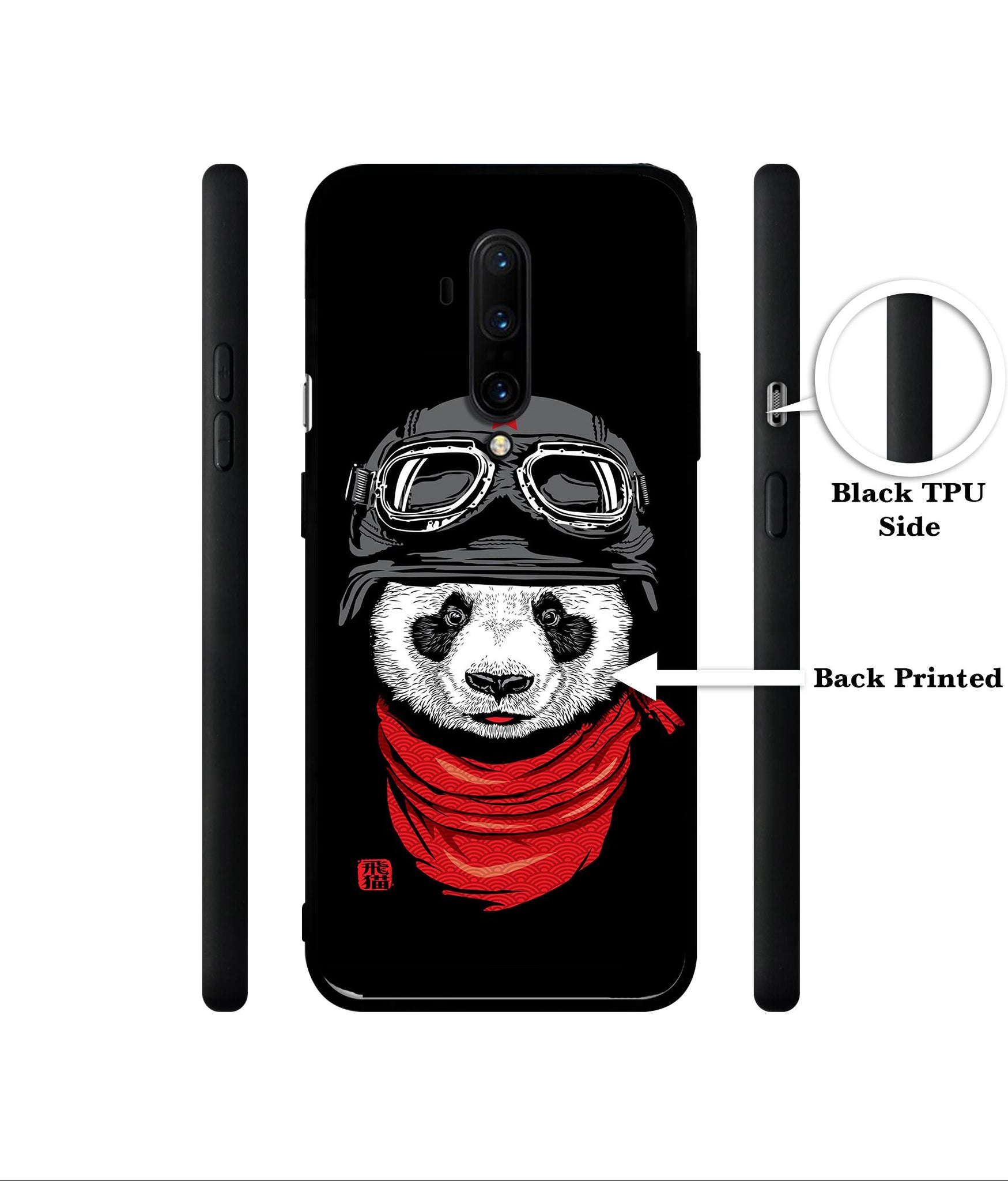 Biker Panda Designer 2D Printed Back Case Cover for OnePlus 7T Pro 4G