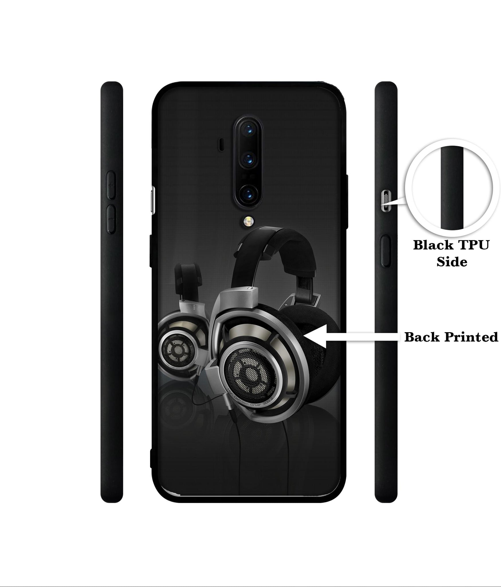 Head Phone Designer 2D Printed Back Case Cover for OnePlus 7T Pro 4G