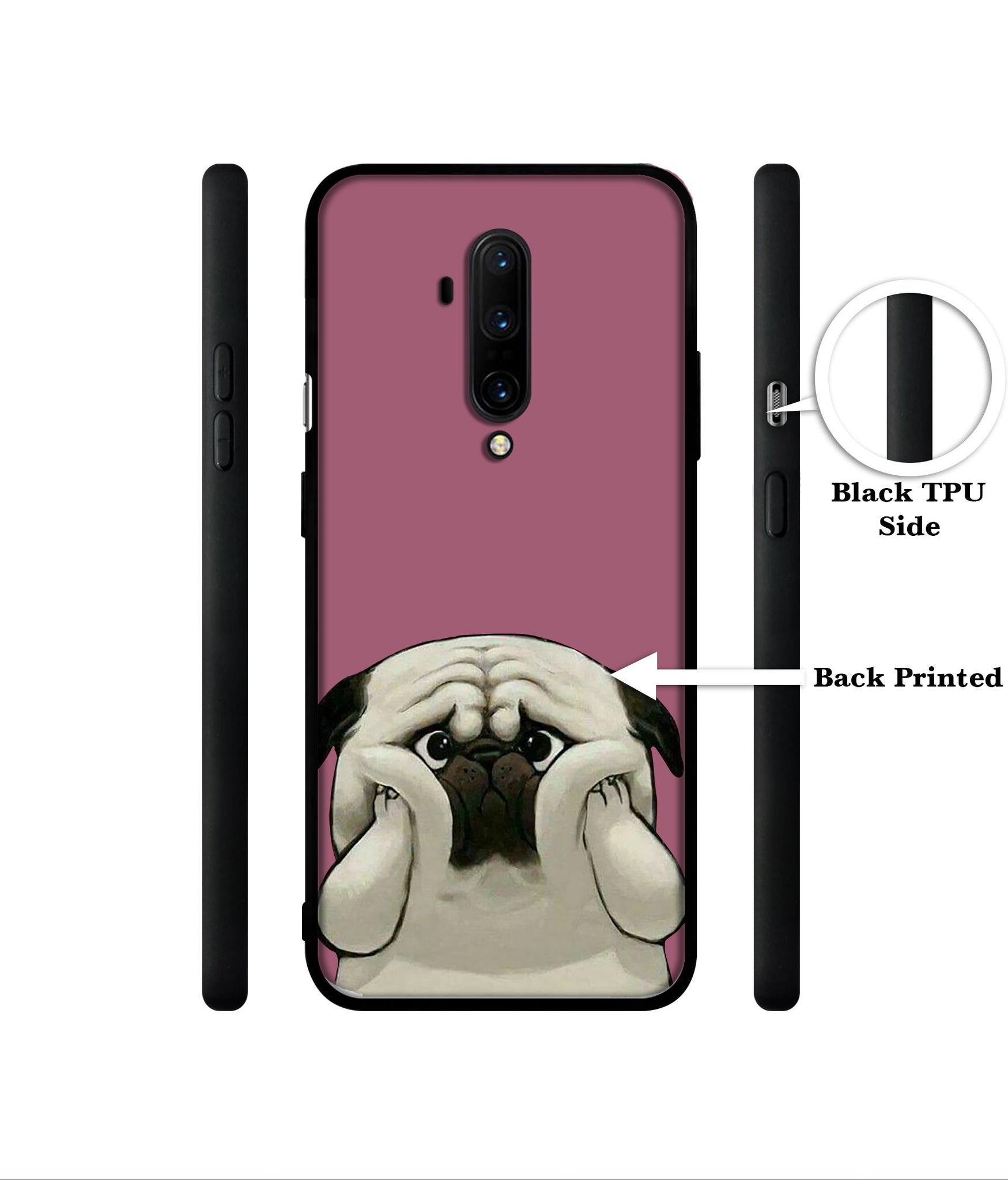 Cute Pug Holding Big Cheeks Designer 2D Printed Back Case Cover for OnePlus 7T Pro 4G