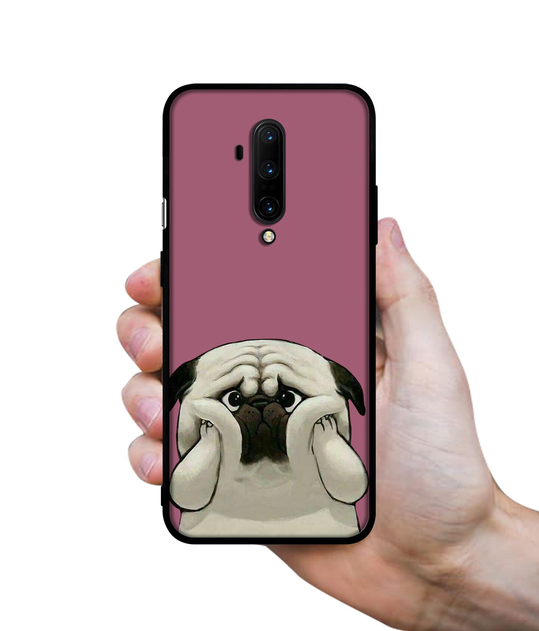 Cute Pug Holding Big Cheeks Designer 2D Printed Back Case Cover for OnePlus 7T Pro 4G