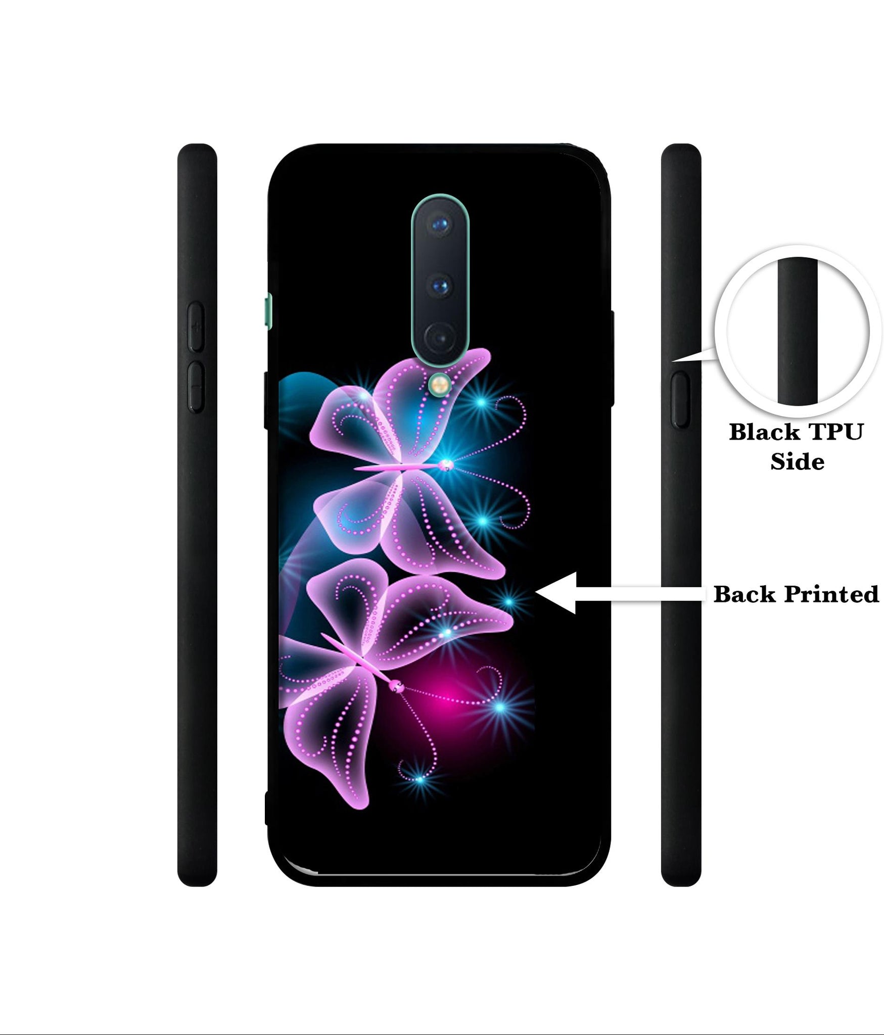 Butterflies Neon Light Designer 2D Printed Back Case Cover for OnePlus 8 5G