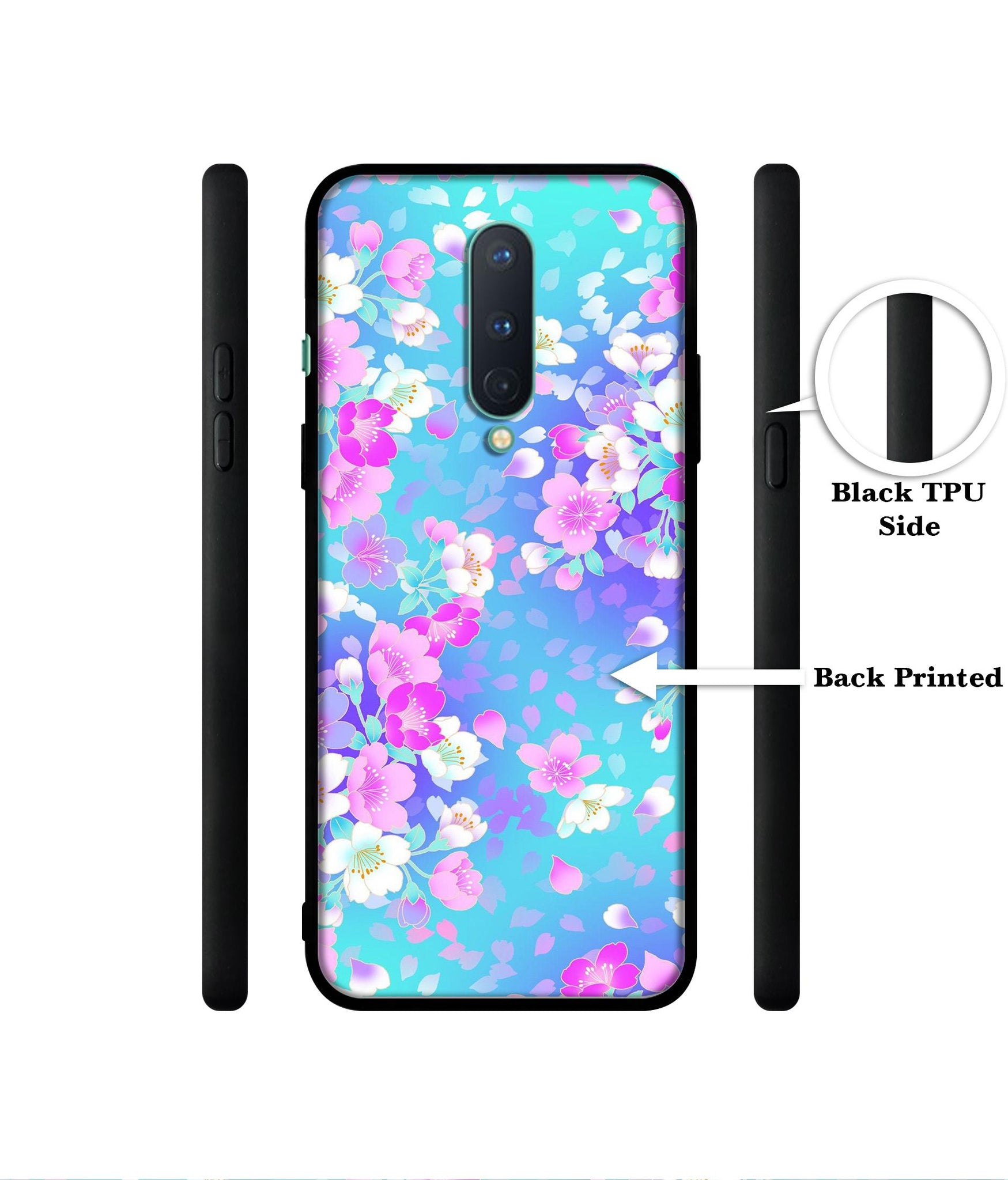Floral Blue Pattern Designer 2D Printed Back Case Cover for OnePlus 8 5G