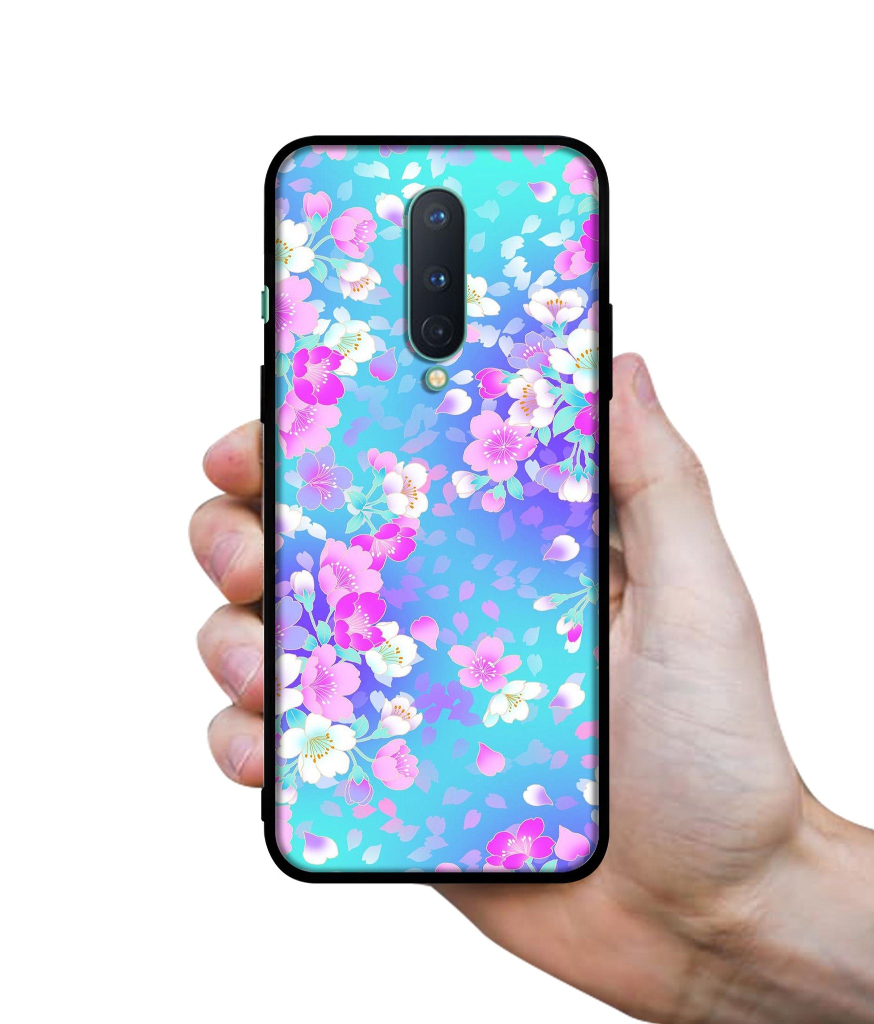 Floral Blue Pattern Designer 2D Printed Back Case Cover for OnePlus 8 5G