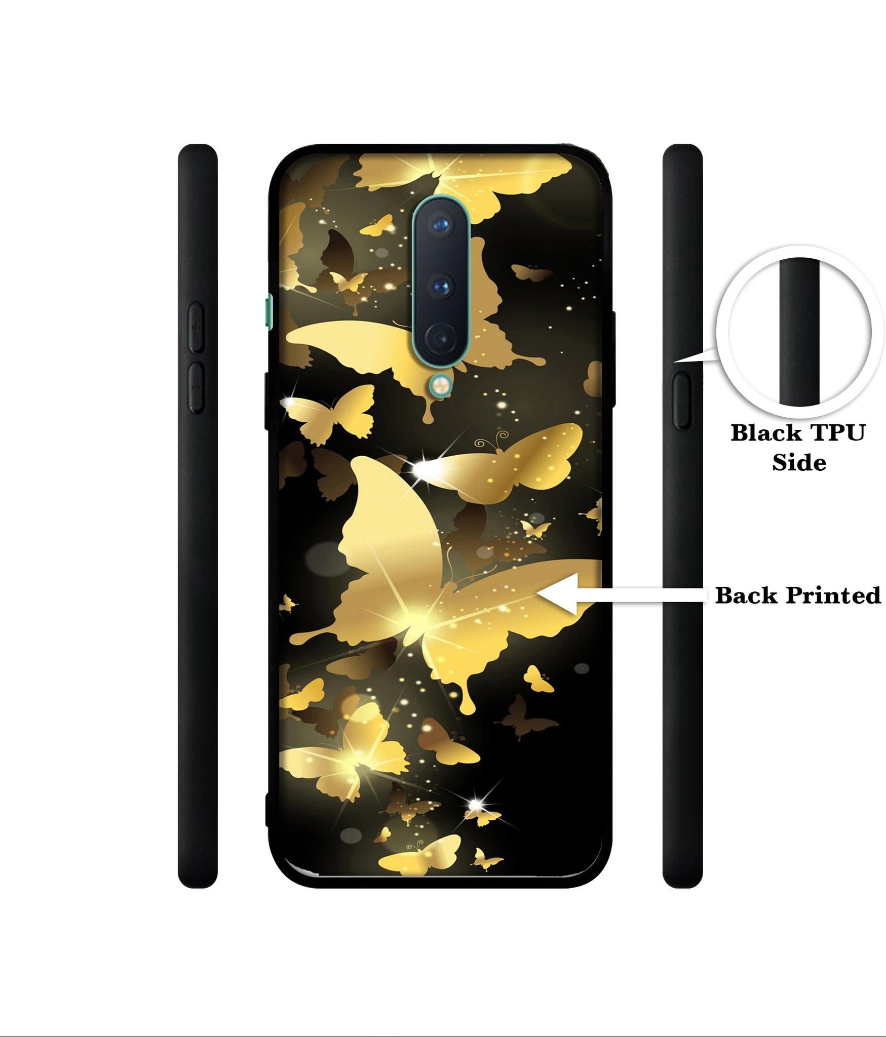 Golden Butterfly Pattern Designer 2D Printed Back Case Cover for OnePlus 8 5G