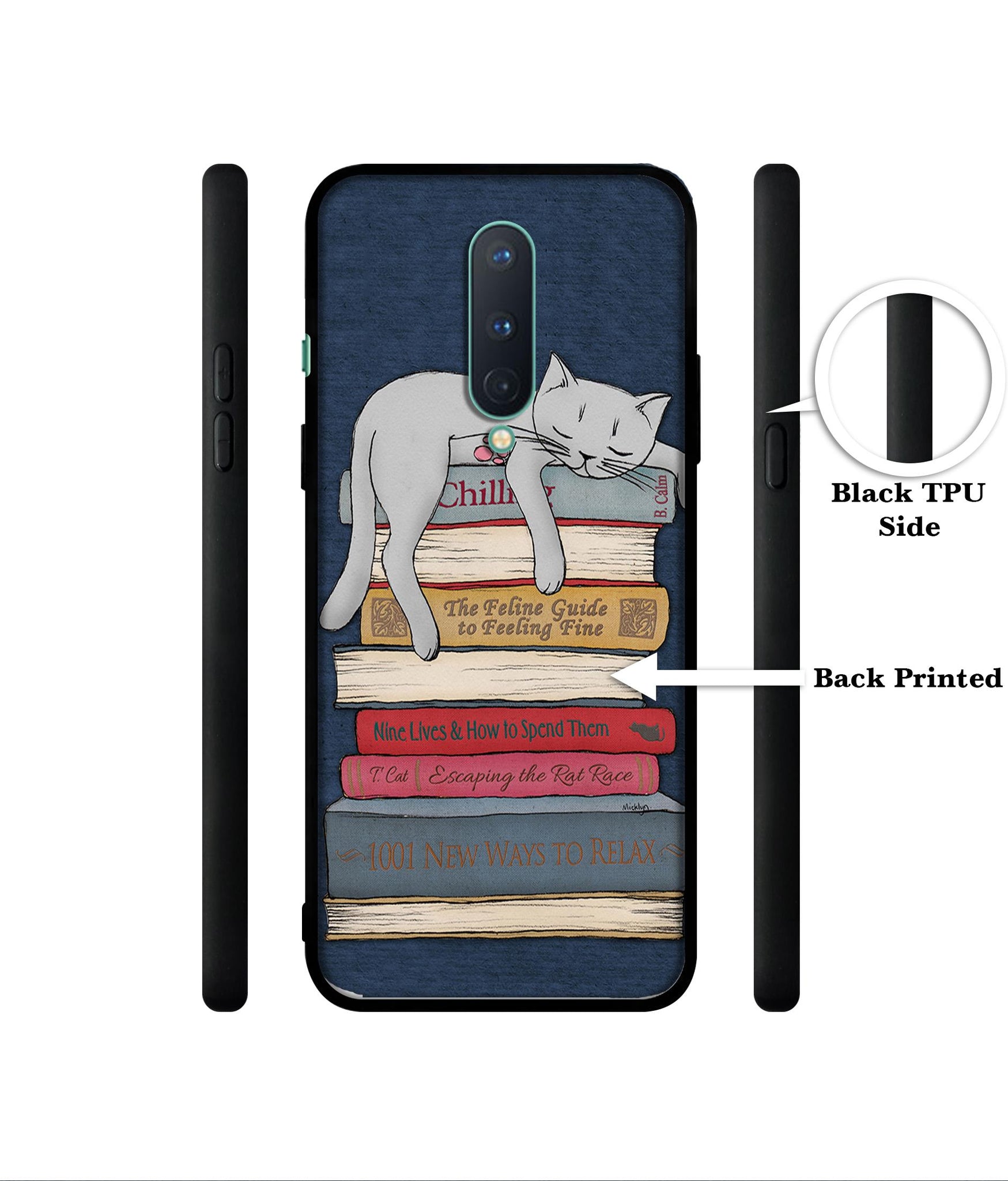 Cat Sleeping On The Books Designer 2D Printed Back Case Cover for OnePlus 8 5G