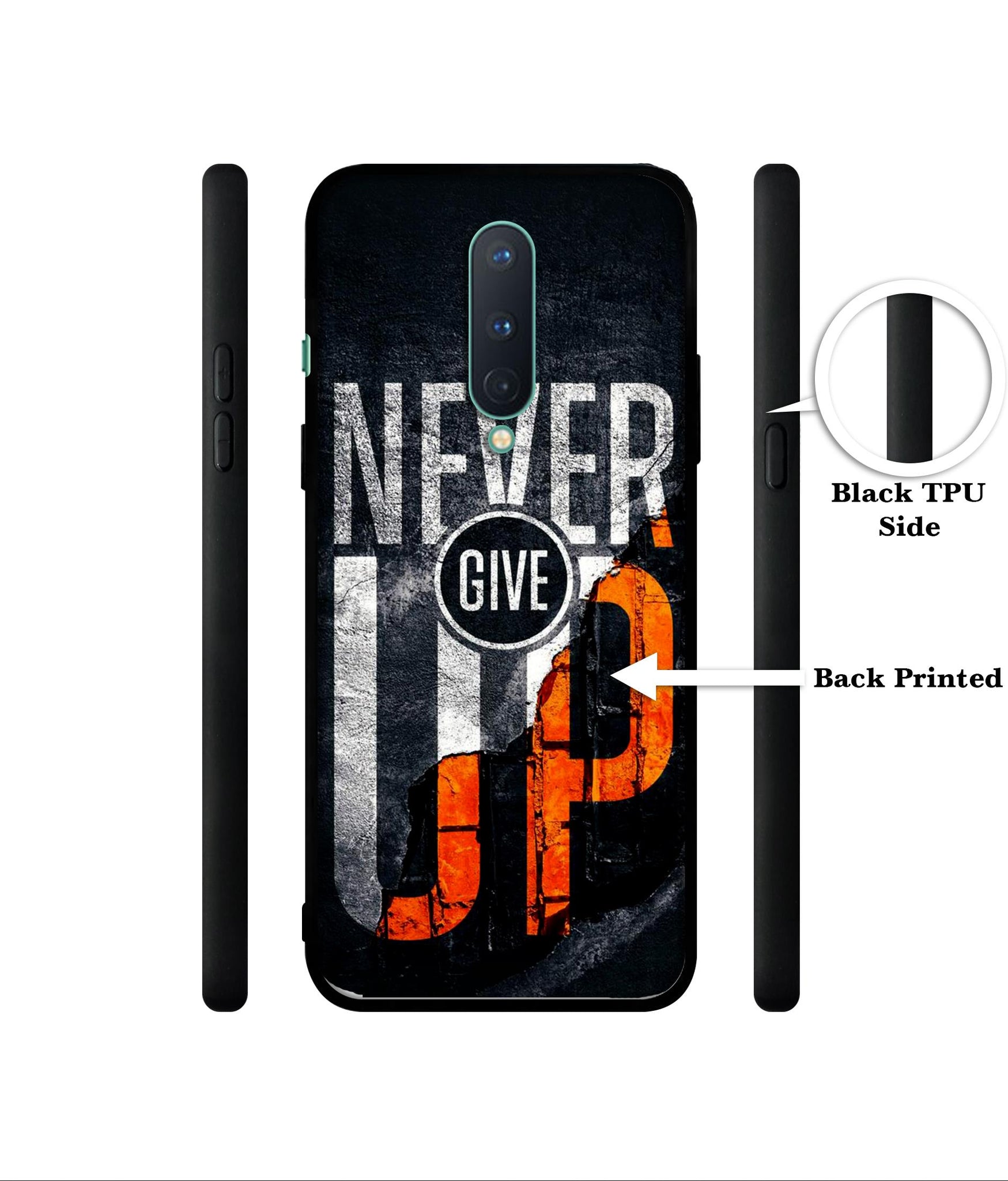 Never Give Up Designer 2D Printed Back Case Cover for OnePlus 8 5G