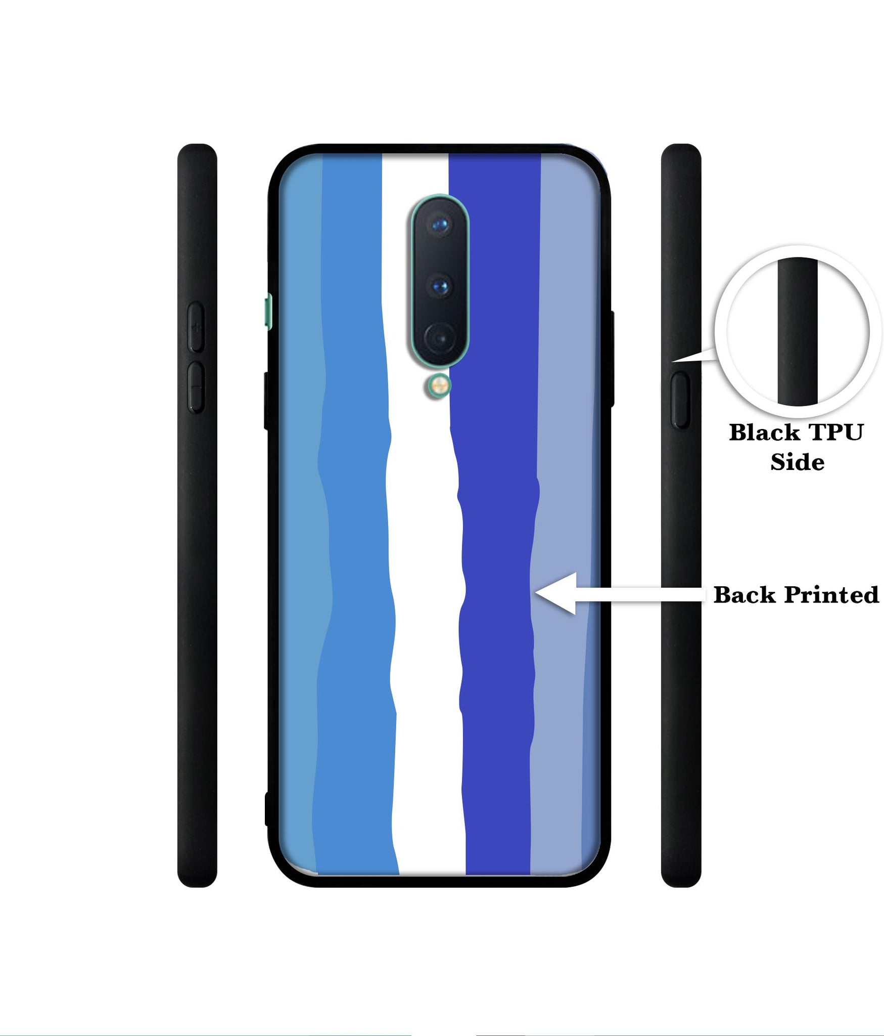 Blue Stripes Rainbow Designer 2D Printed Back Case Cover for OnePlus 8 5G