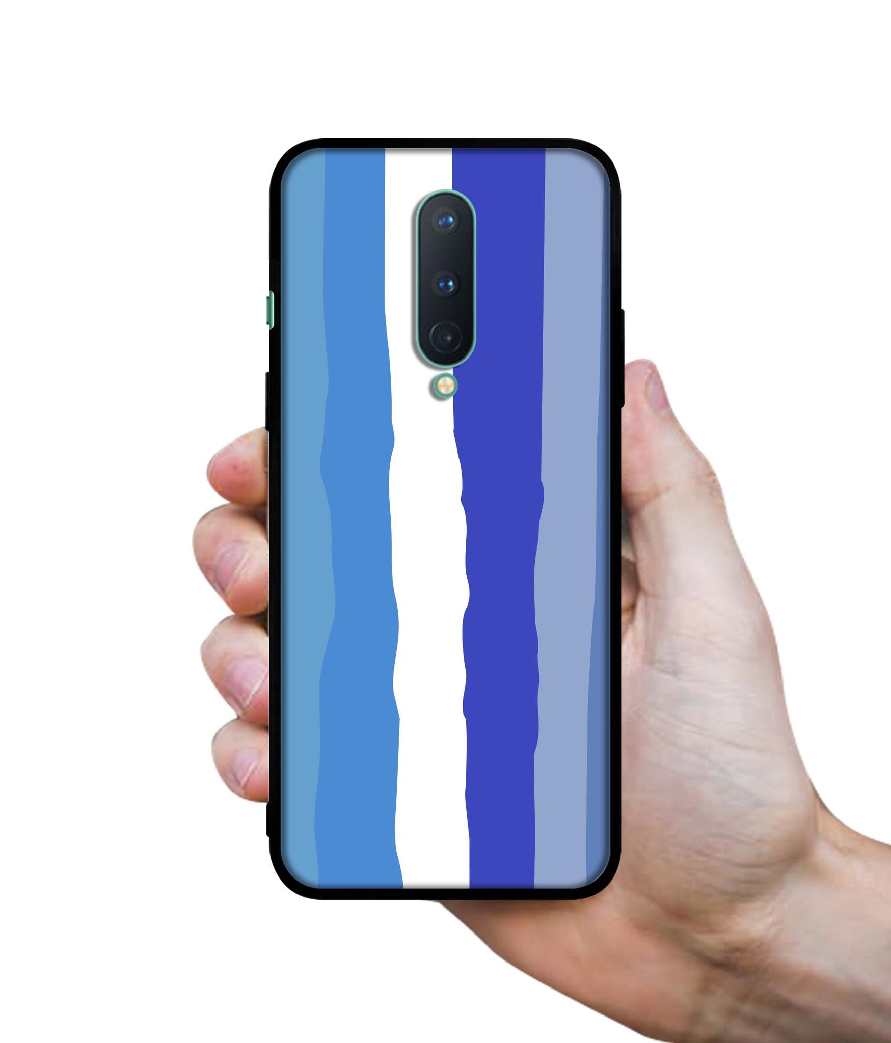 Blue Stripes Rainbow Designer 2D Printed Back Case Cover for OnePlus 8 5G