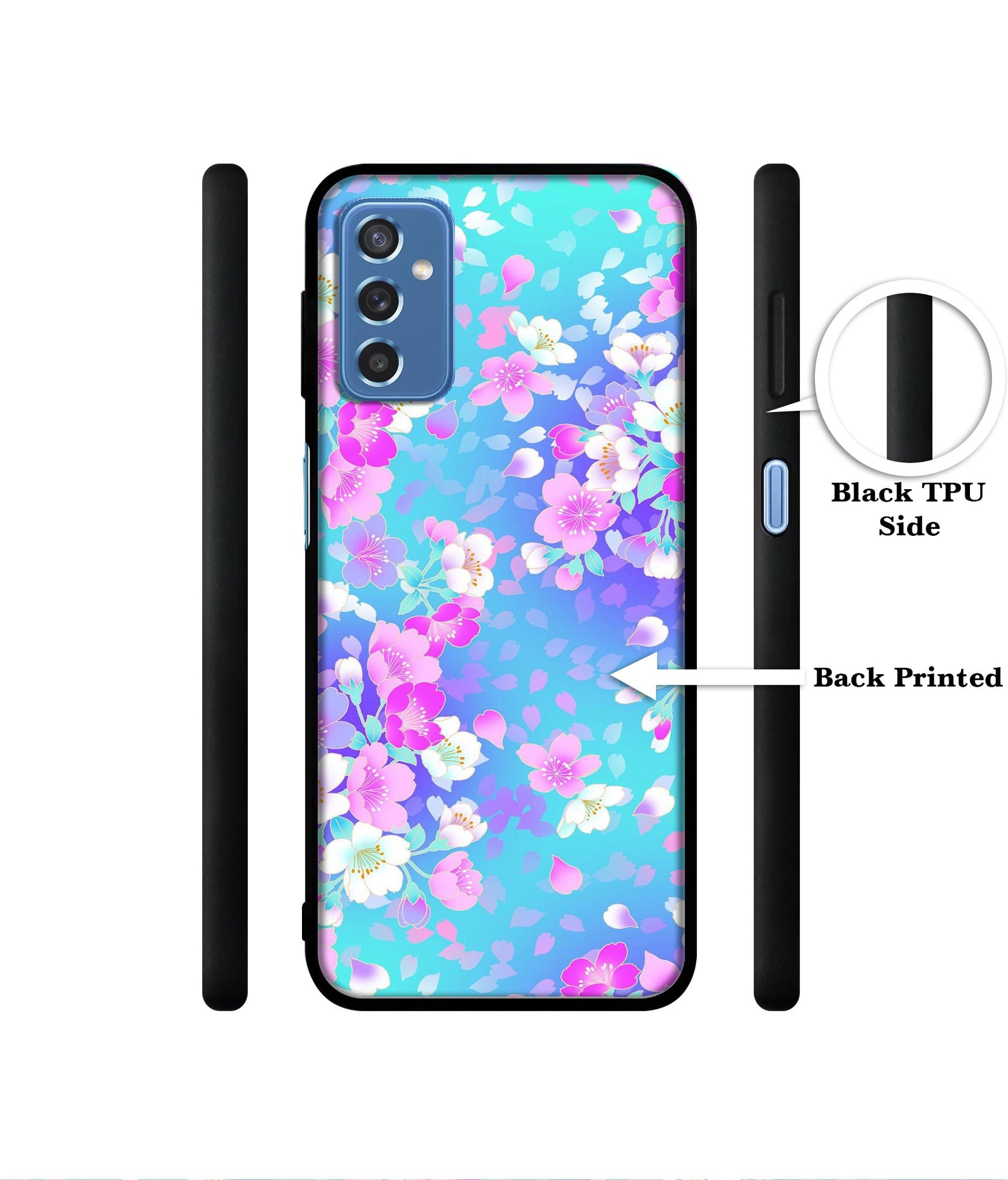 Floral Blue Pattern Designer 2D Printed Back Case Cover for Samsung Galaxy M52 5G