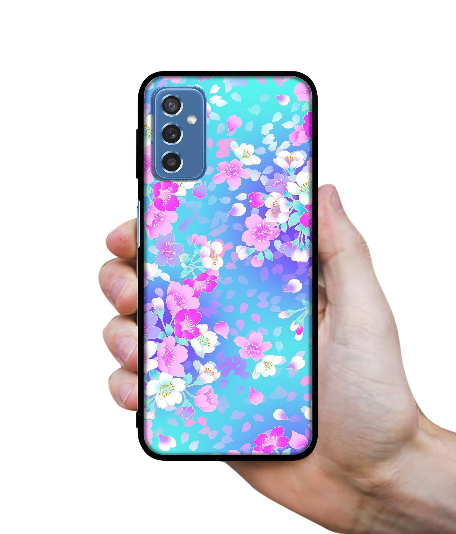 Floral Blue Pattern Designer 2D Printed Back Case Cover for Samsung Galaxy M52 5G