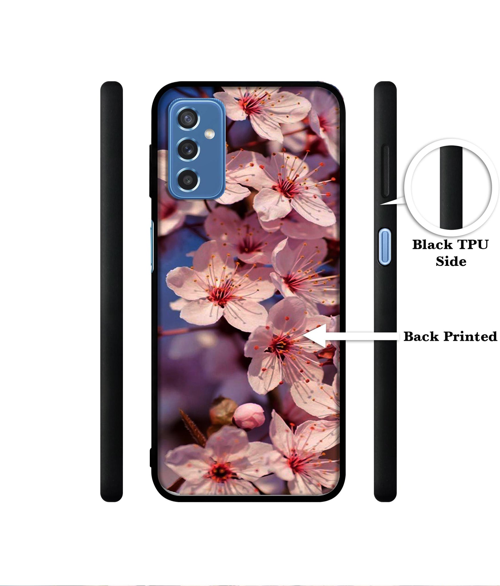 Pink Flowers Pattern Designer 2D Printed Back Case Cover for Samsung Galaxy M52 5G