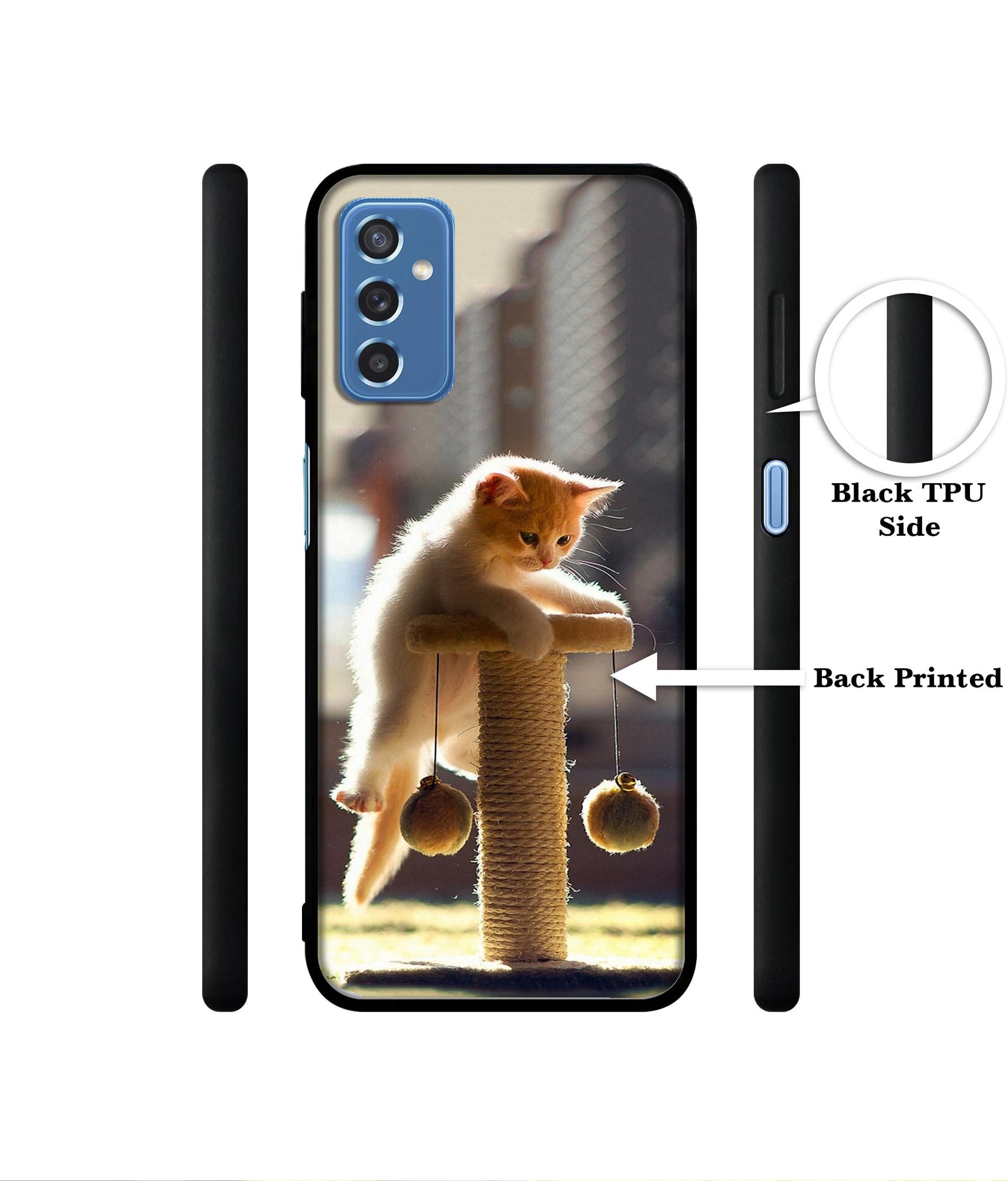 Cat Climbing Designer 2D Printed Back Case Cover for Samsung Galaxy M52 5G