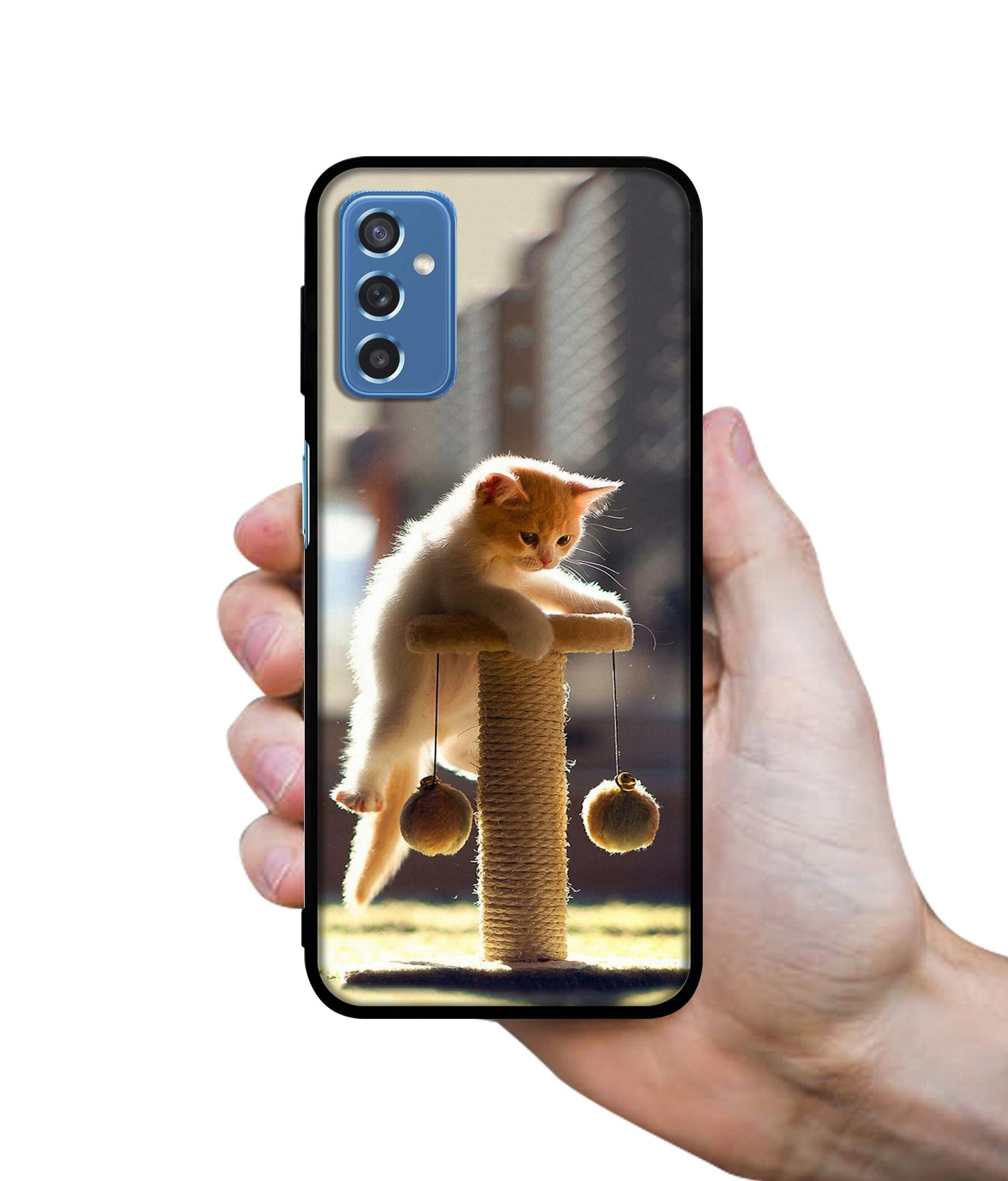 Cat Climbing Designer 2D Printed Back Case Cover for Samsung Galaxy M52 5G